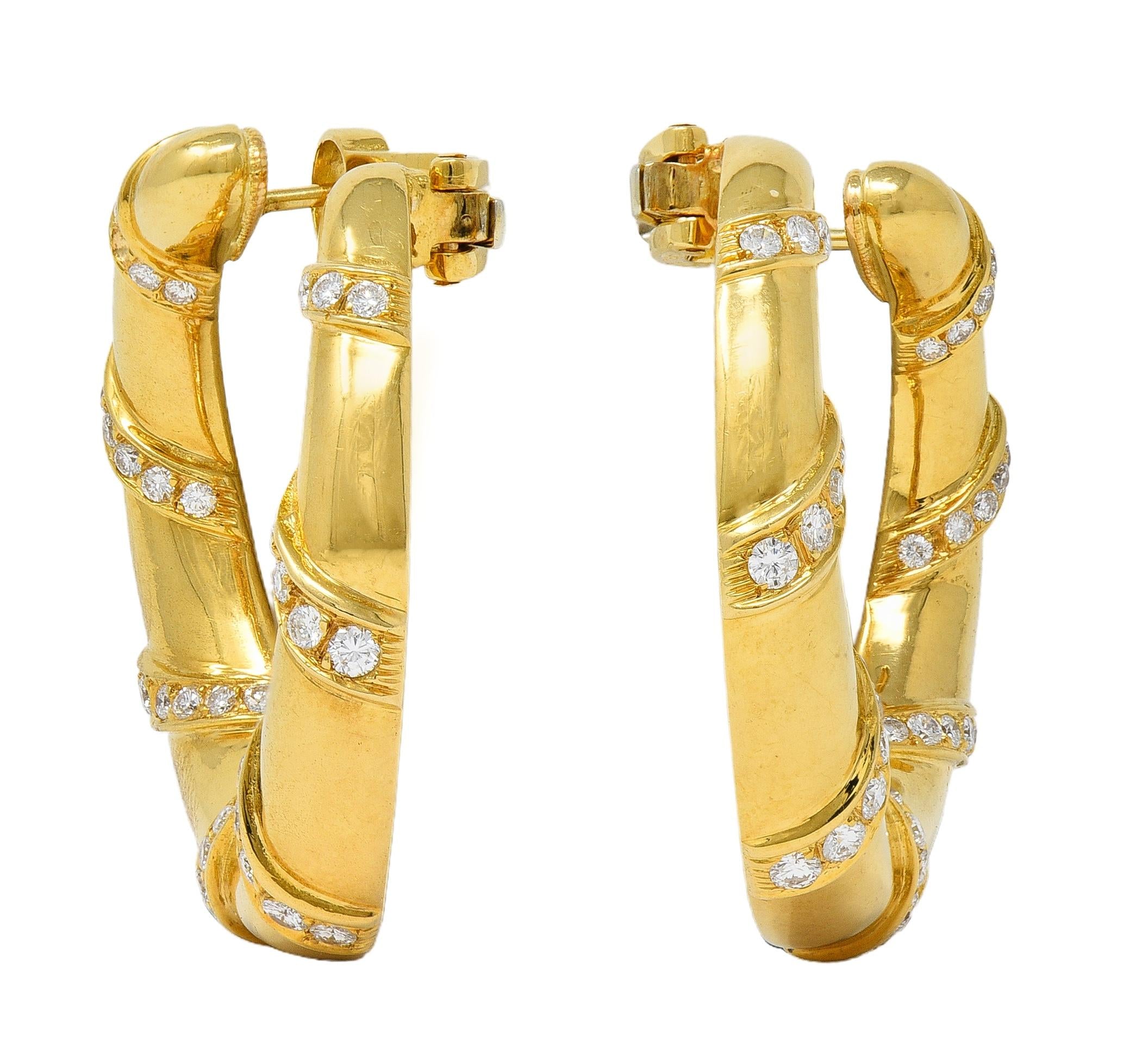 Cartier Paris 1.90 CTW 18 Karat Yellow Gold Twist Hoop Vintage Ear-Clip Earrings