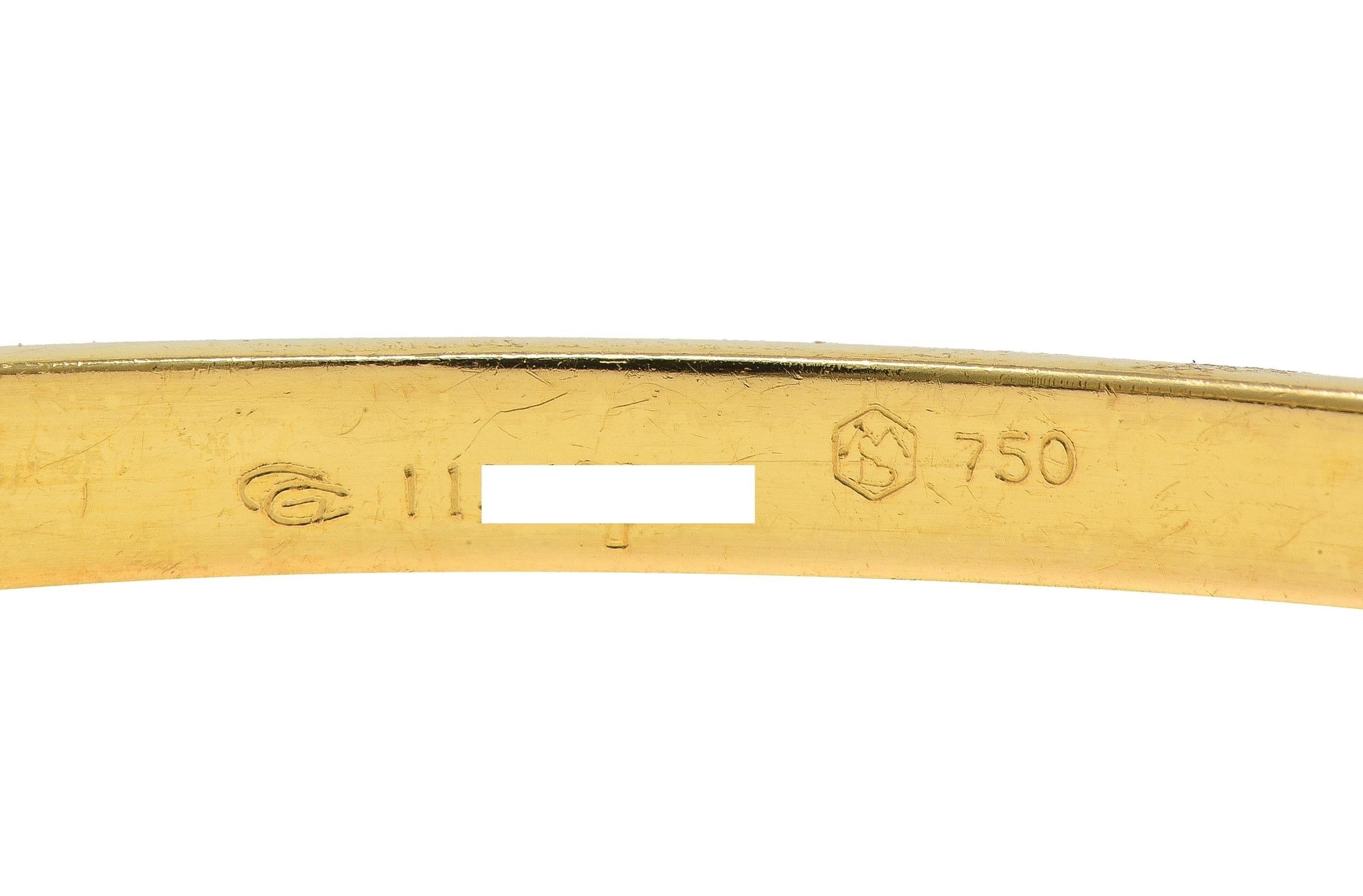Carerra y Carerra Diamond 18 Karat Yellow Gold Dolphin Bypass Bangle Bracelet