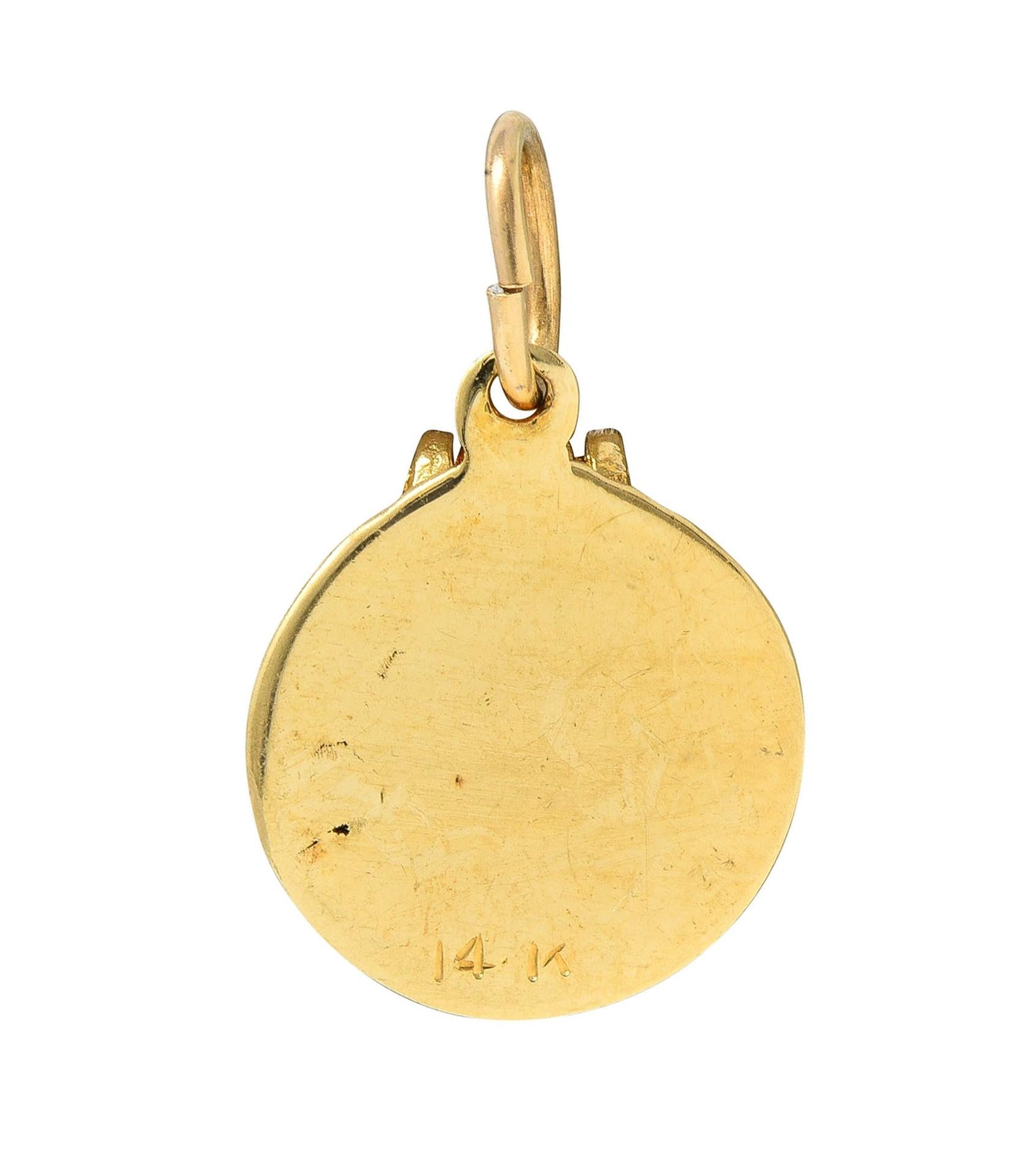 Mid-Century Enamel 14 Karat Gold Vintage Birthday Cake Surprise Charm