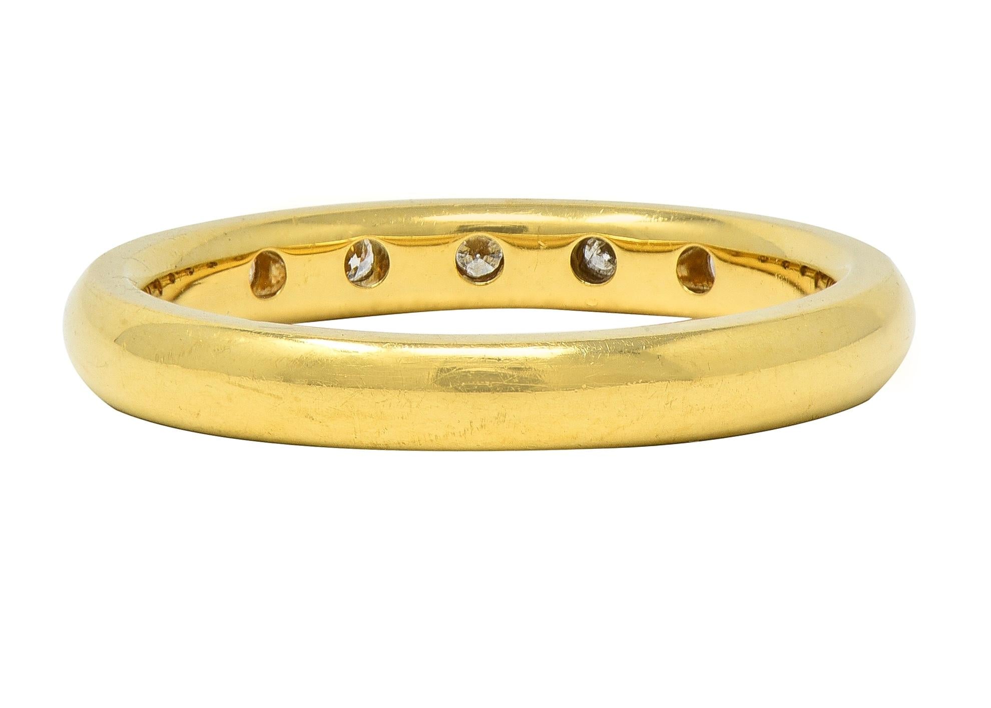 Elsa Peretti Tiffany & Co. 2000's Diamond 18K Yellow Gold Flush Set Band Ring