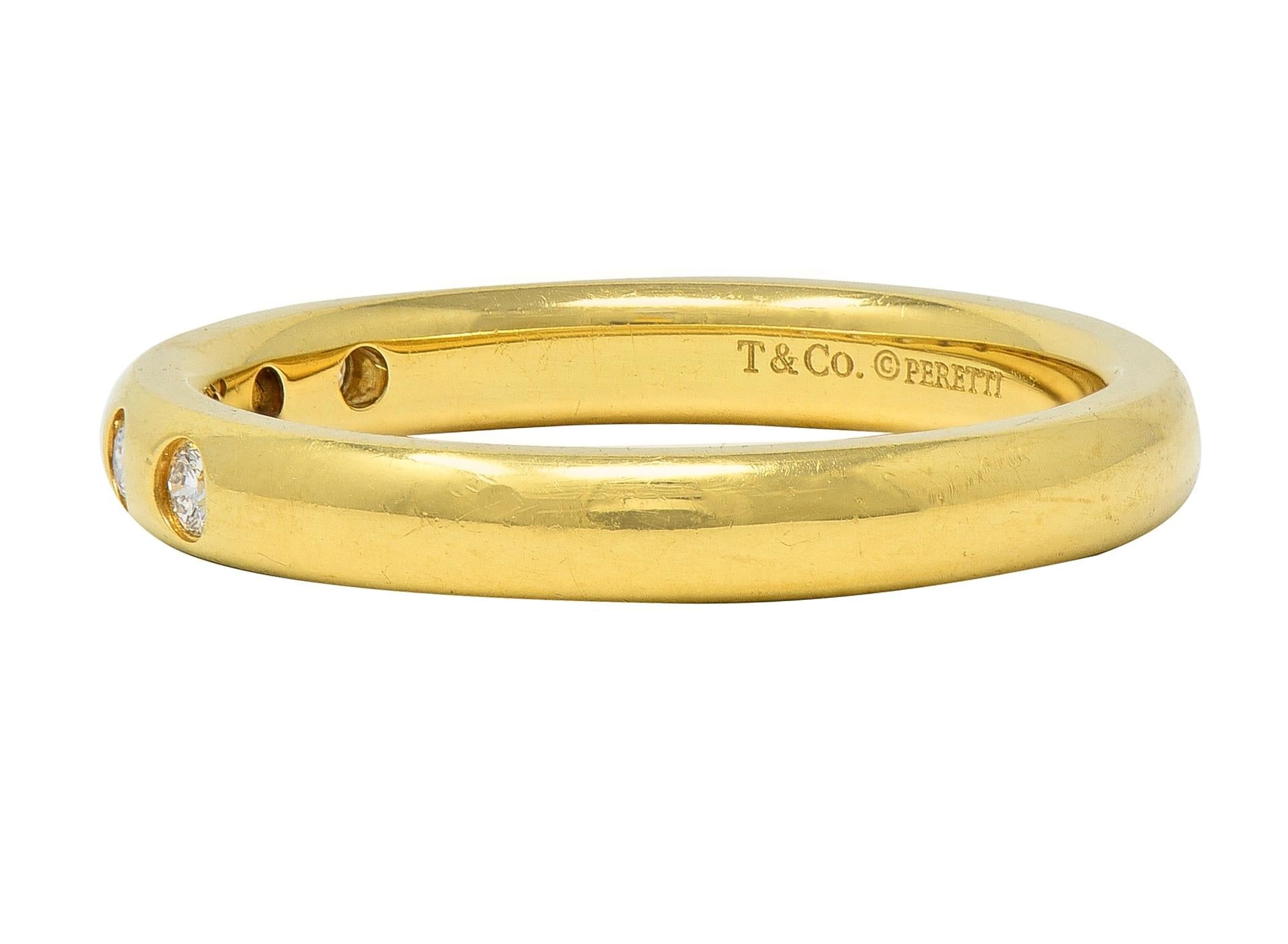 Elsa Peretti Tiffany & Co. 2000's Diamond 18K Yellow Gold Flush Set Band Ring