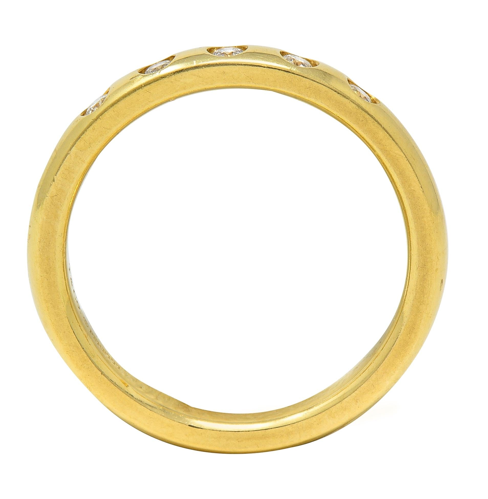 Elsa Peretti Tiffany & Co. 2000's Diamond 18K Yellow Gold Flush Set Band Ring