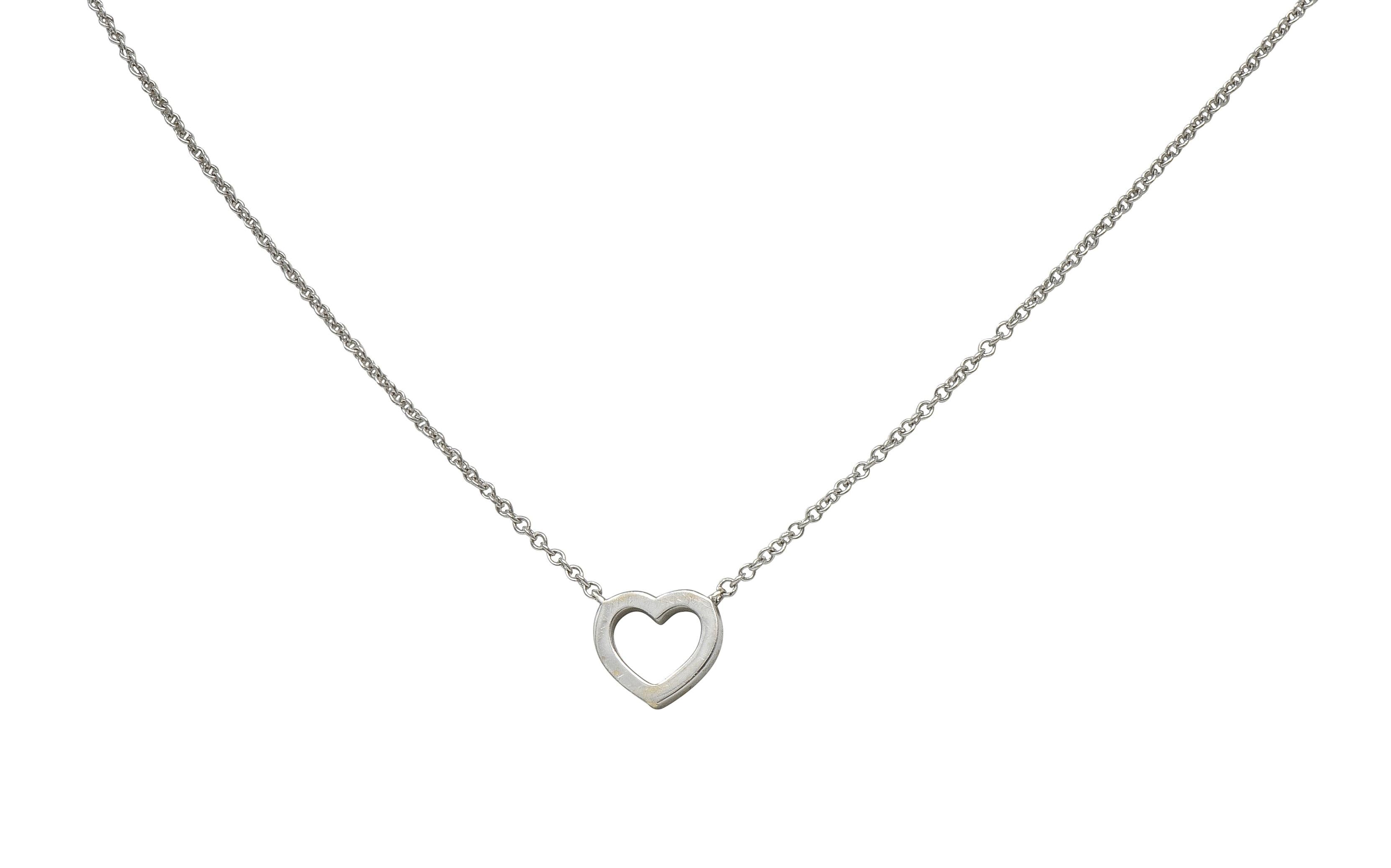 Tiffany & Co. 2000's Diamond 18 Karat White Gold Heart Station Necklace