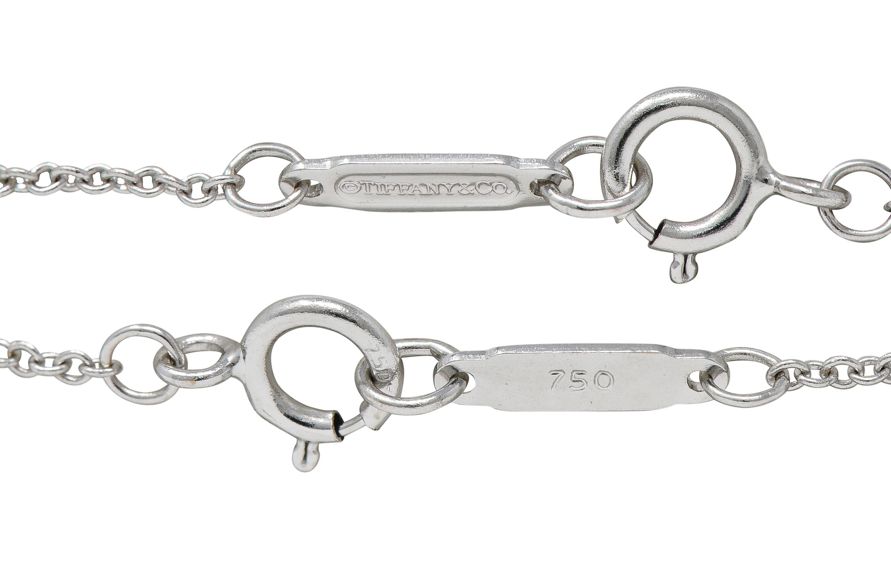 Tiffany & Co. 2000's Diamond 18 Karat White Gold Heart Station Necklace