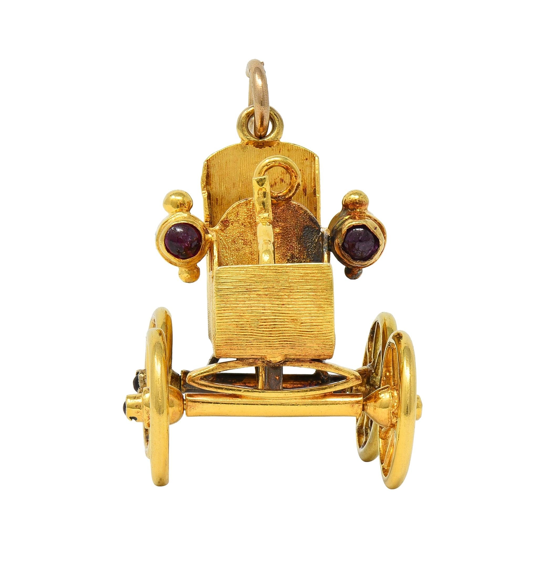 Tiffany & Co. Vintage Ruby 18 Karat Yellow Gold Antique Oldsmobile Car Pendant