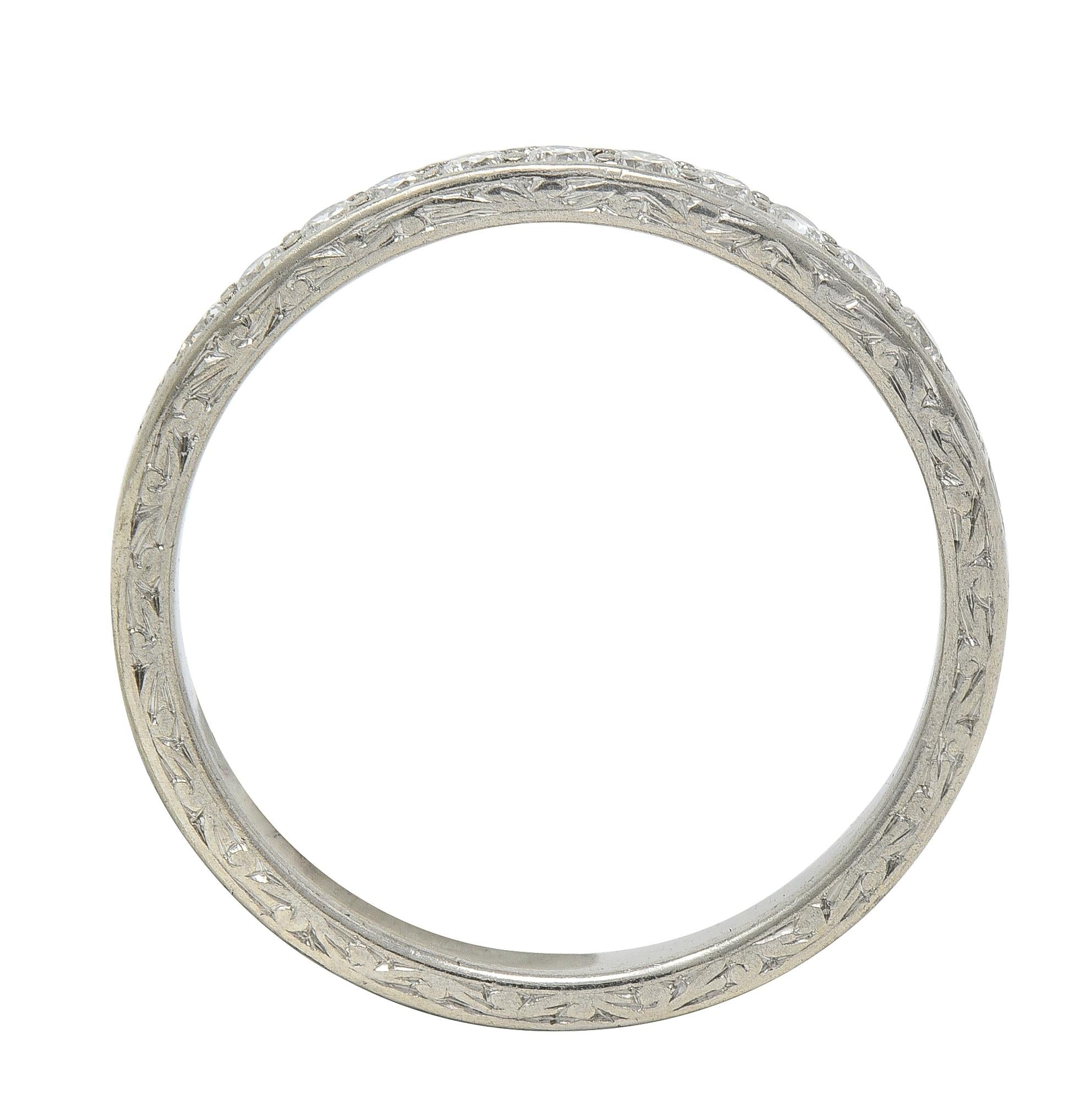 Art Deco 0.33 CTW Diamond Platinum Vintage Scrolling Wedding Band Ring