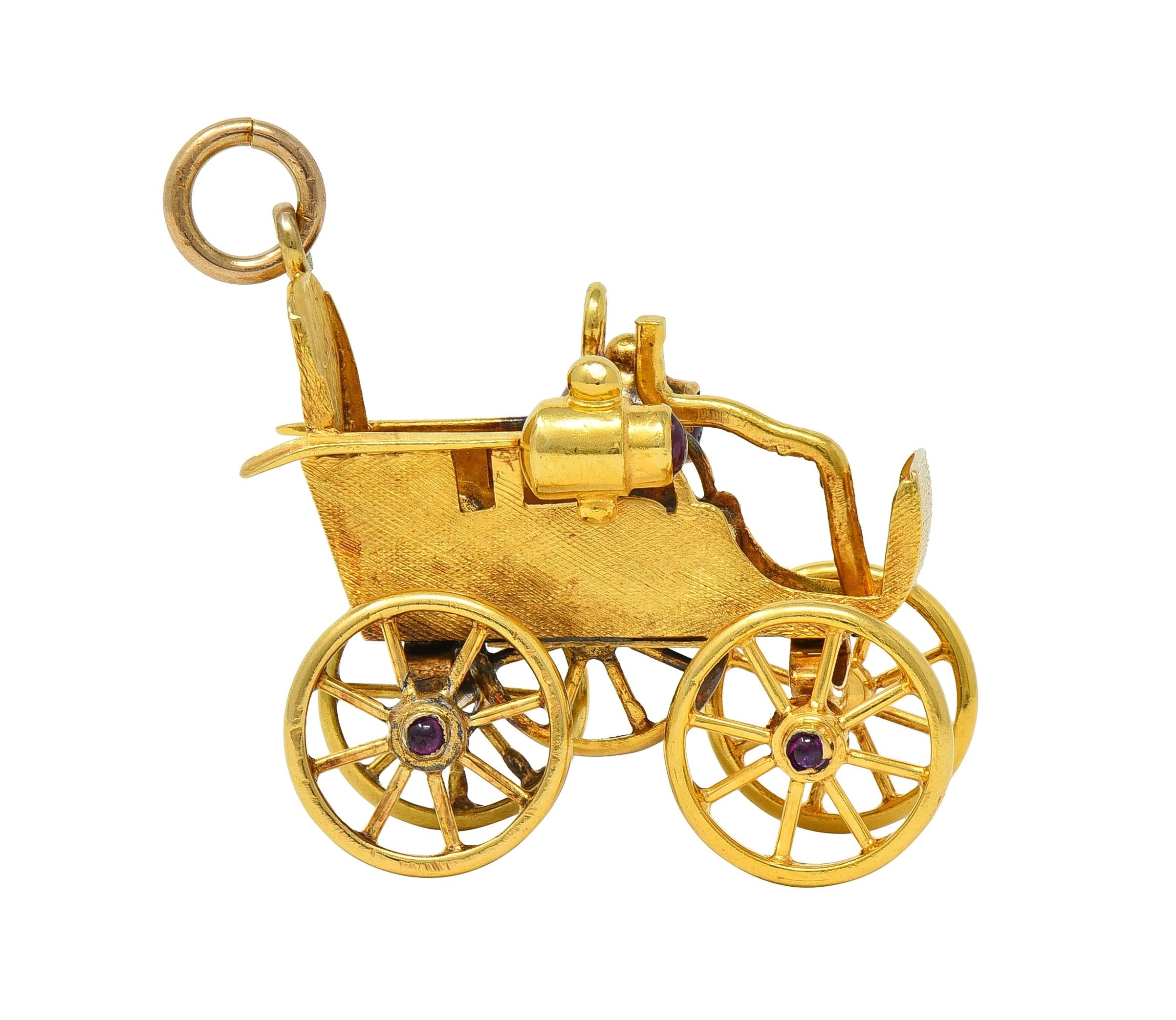 Tiffany & Co. Vintage Ruby 18 Karat Yellow Gold Antique Oldsmobile Car Pendant