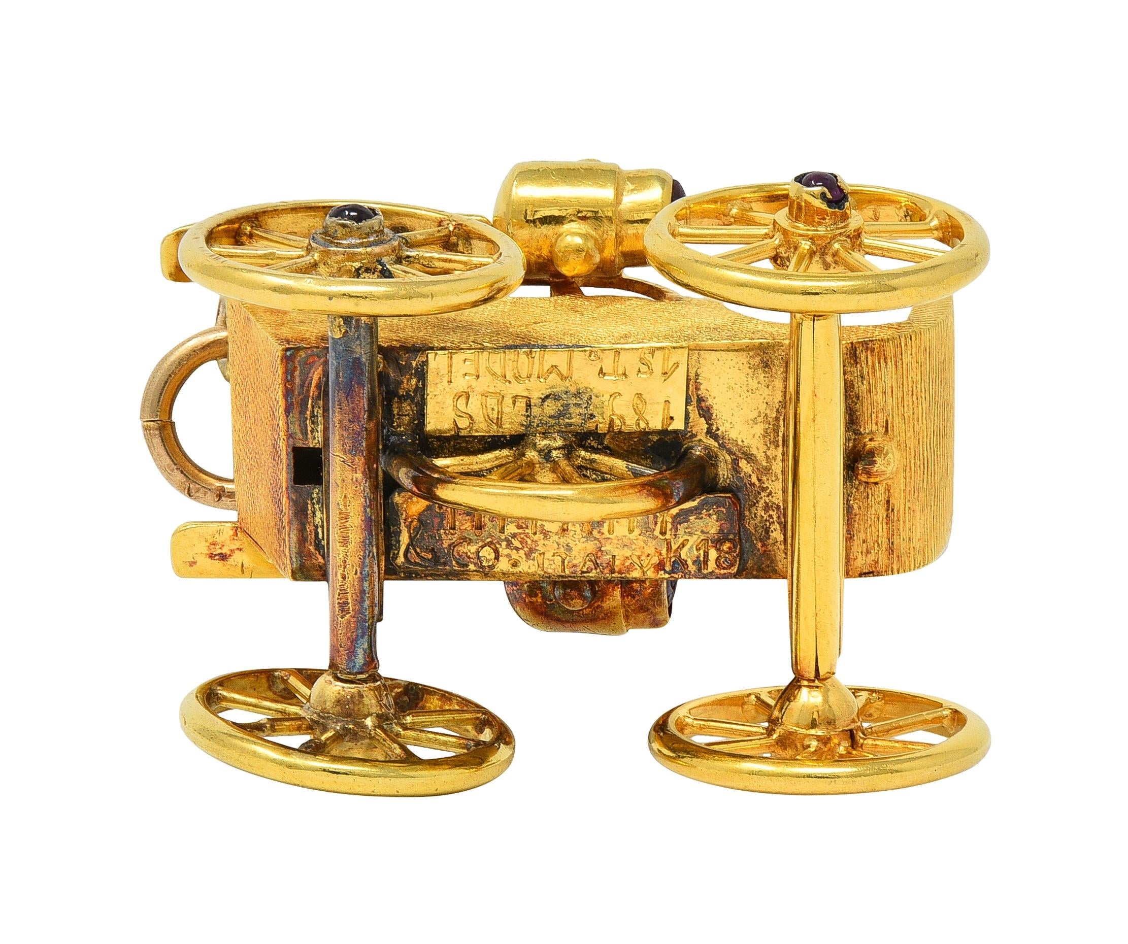 Tiffany & Co. Vintage Ruby 18 Karat Yellow Gold Antique Oldsmobile Car Pendant