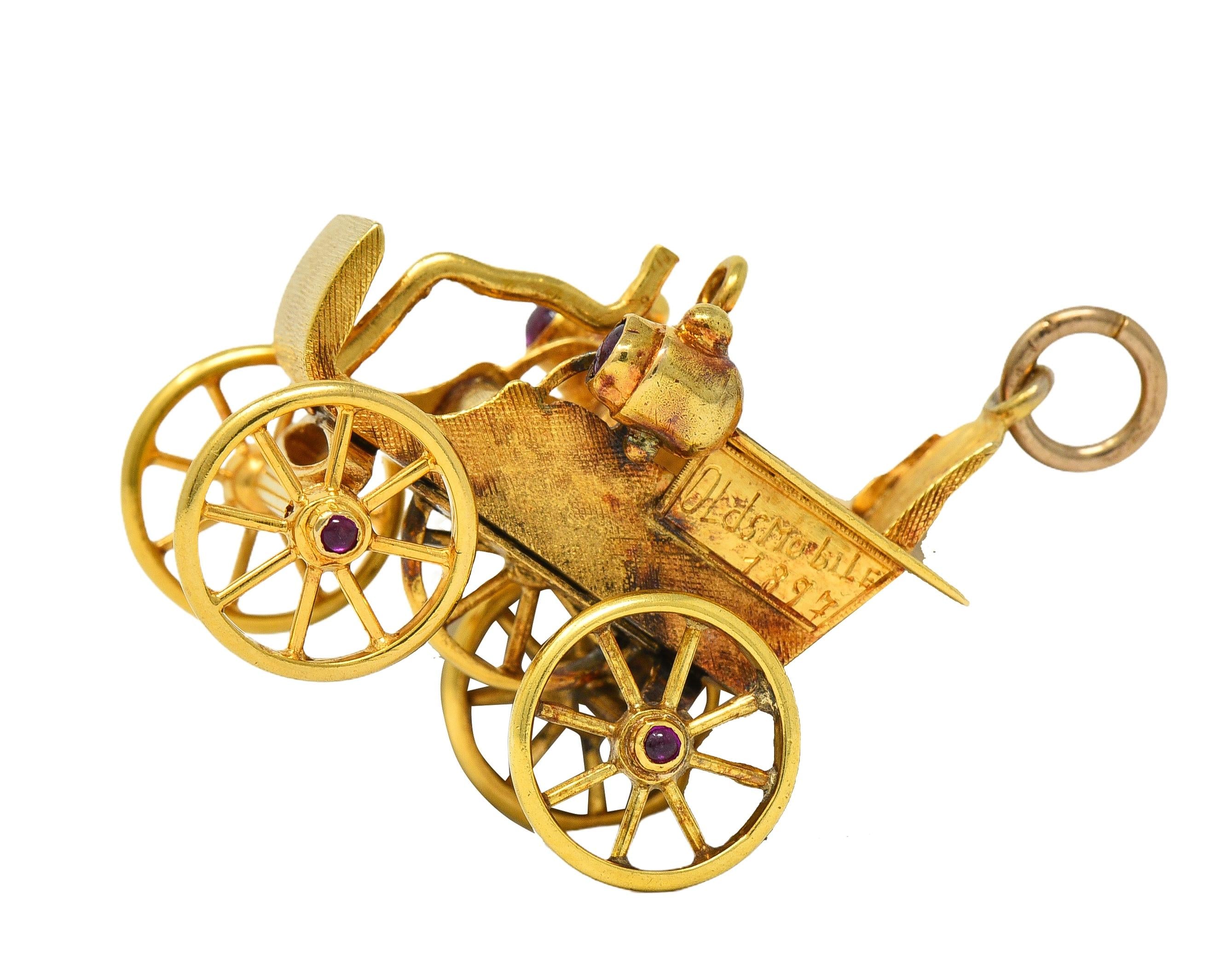 Tiffany & Co. Vintage Ruby 18 Karat Yellow Gold Antique Oldsmobile Car Pendant