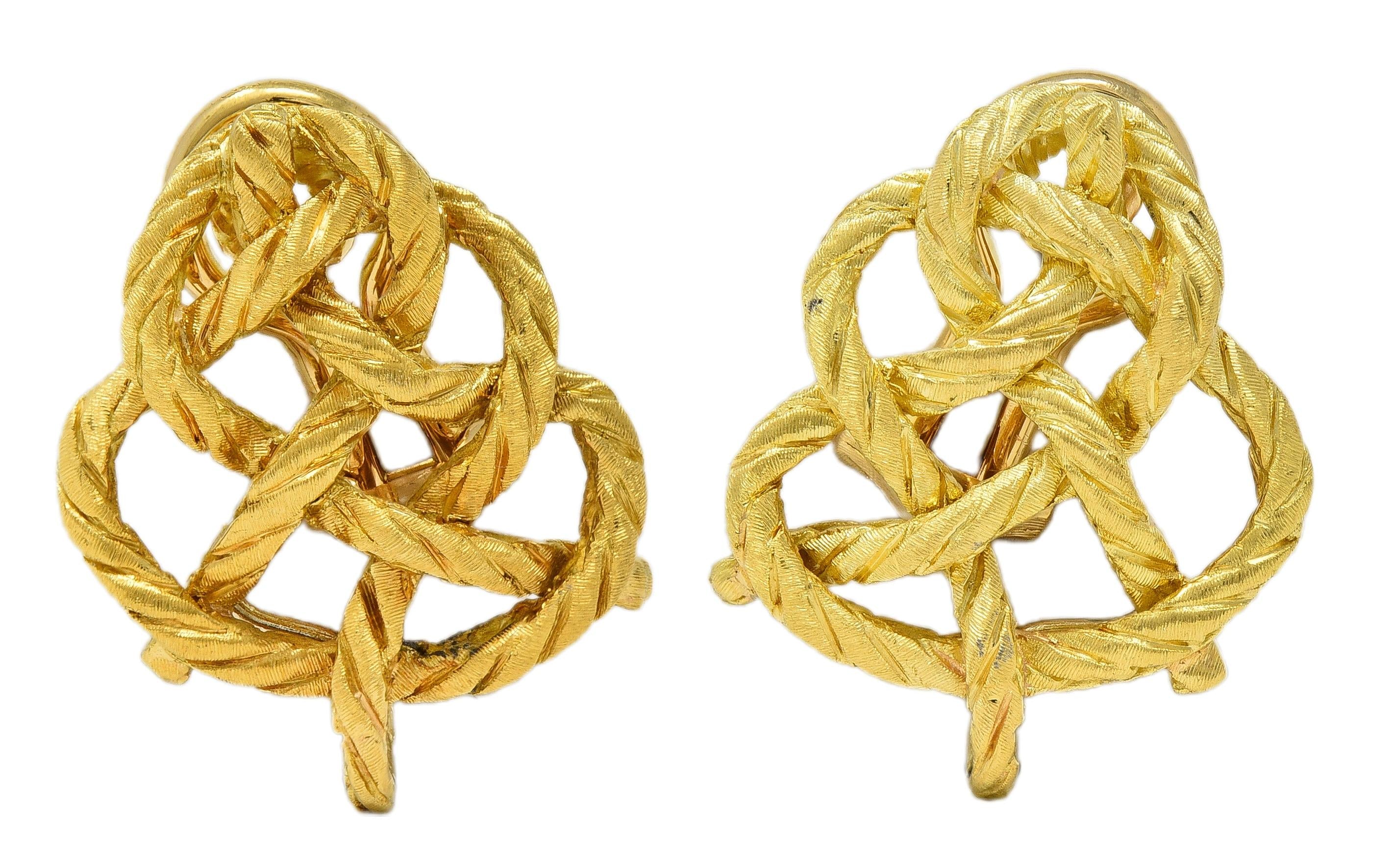 Buccellati 1990's 18K Gold Vintage Woven Knotted Day-To-Night Earrings