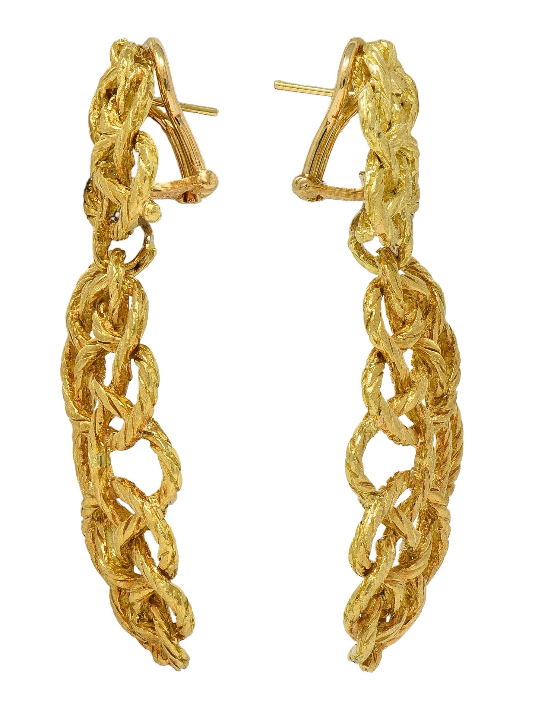Buccellati 1990's 18K Gold Vintage Woven Knotted Day-To-Night Earrings