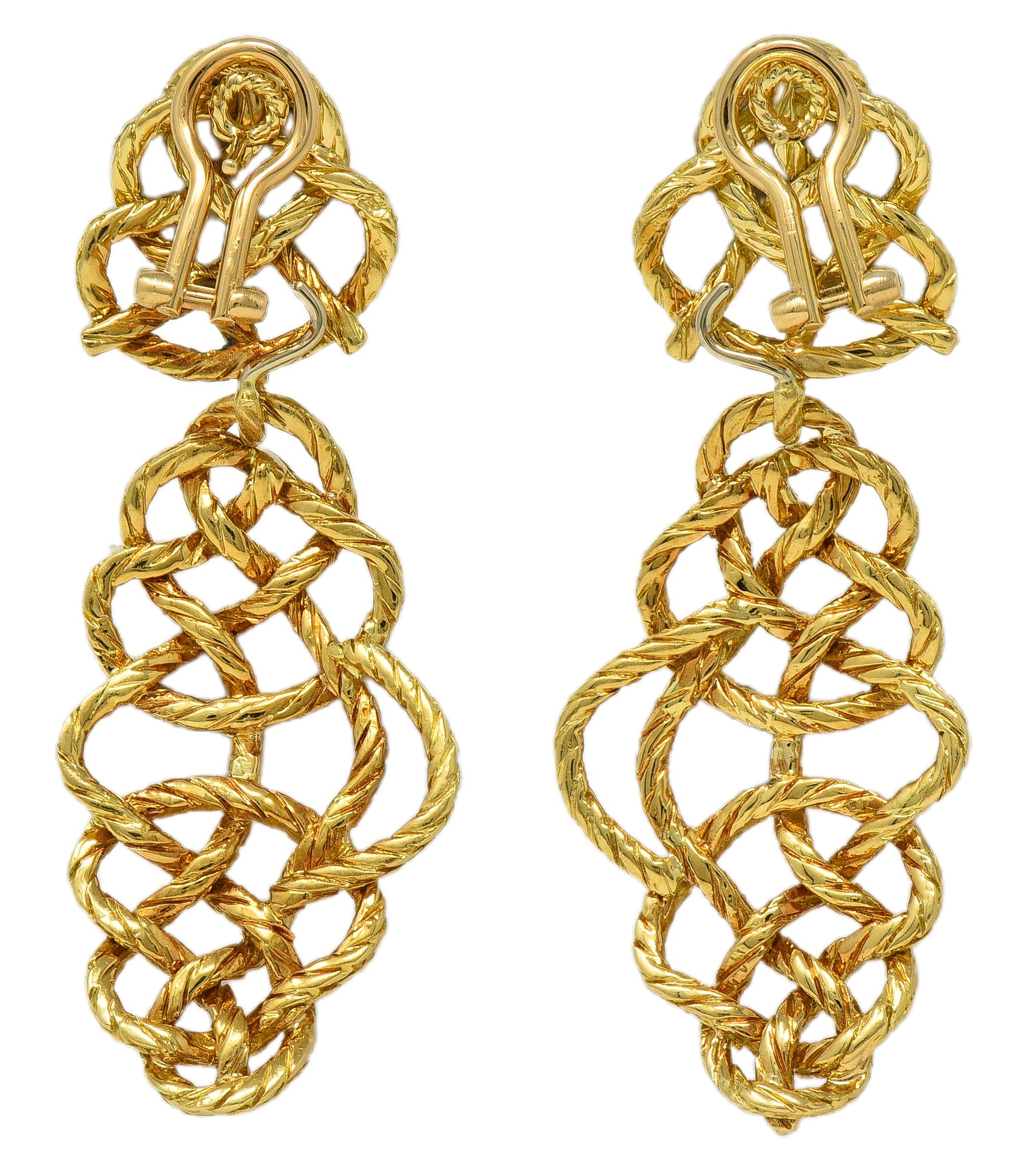 Buccellati 1990's 18K Gold Vintage Woven Knotted Day-To-Night Earrings