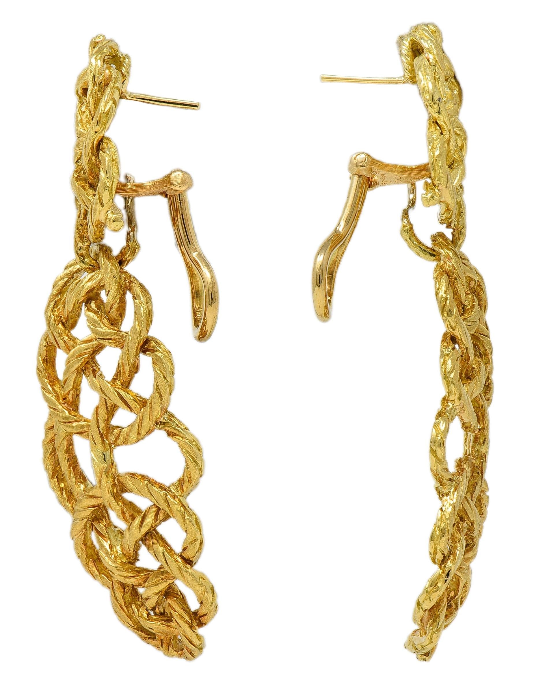 Buccellati 1990's 18K Gold Vintage Woven Knotted Day-To-Night Earrings