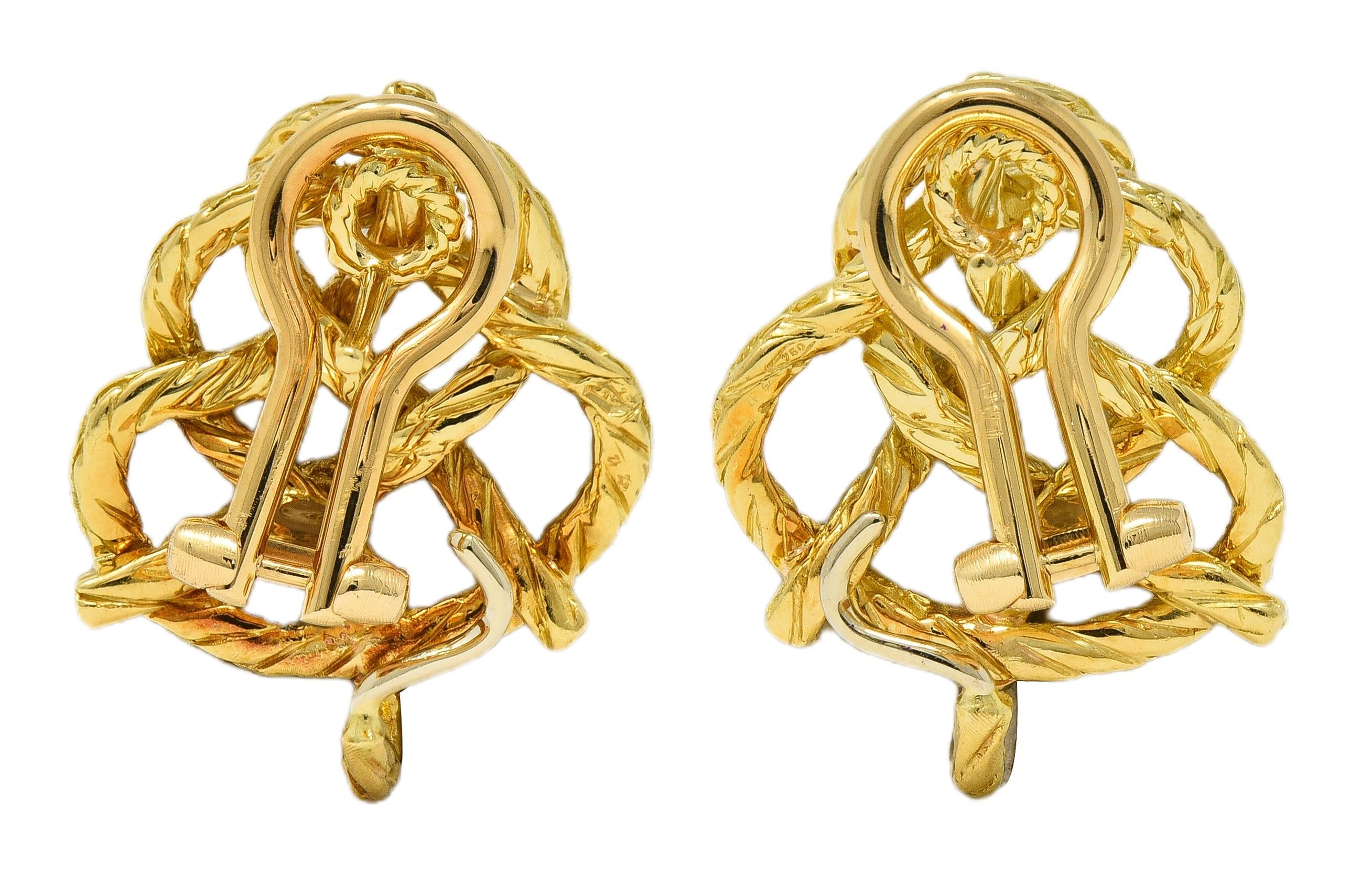 Buccellati 1990's 18K Gold Vintage Woven Knotted Day-To-Night Earrings