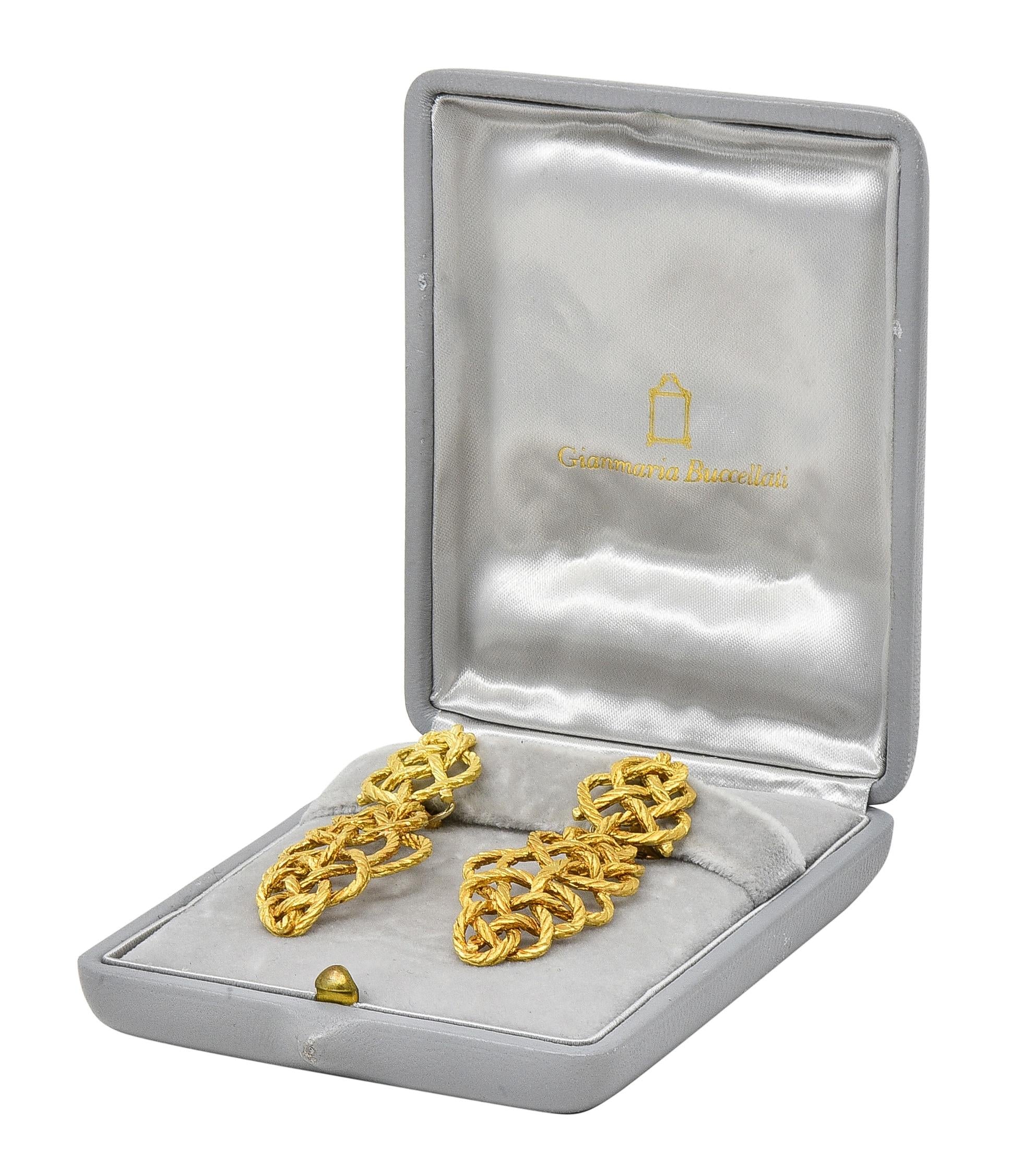 Buccellati 1990's 18K Gold Vintage Woven Knotted Day-To-Night Earrings