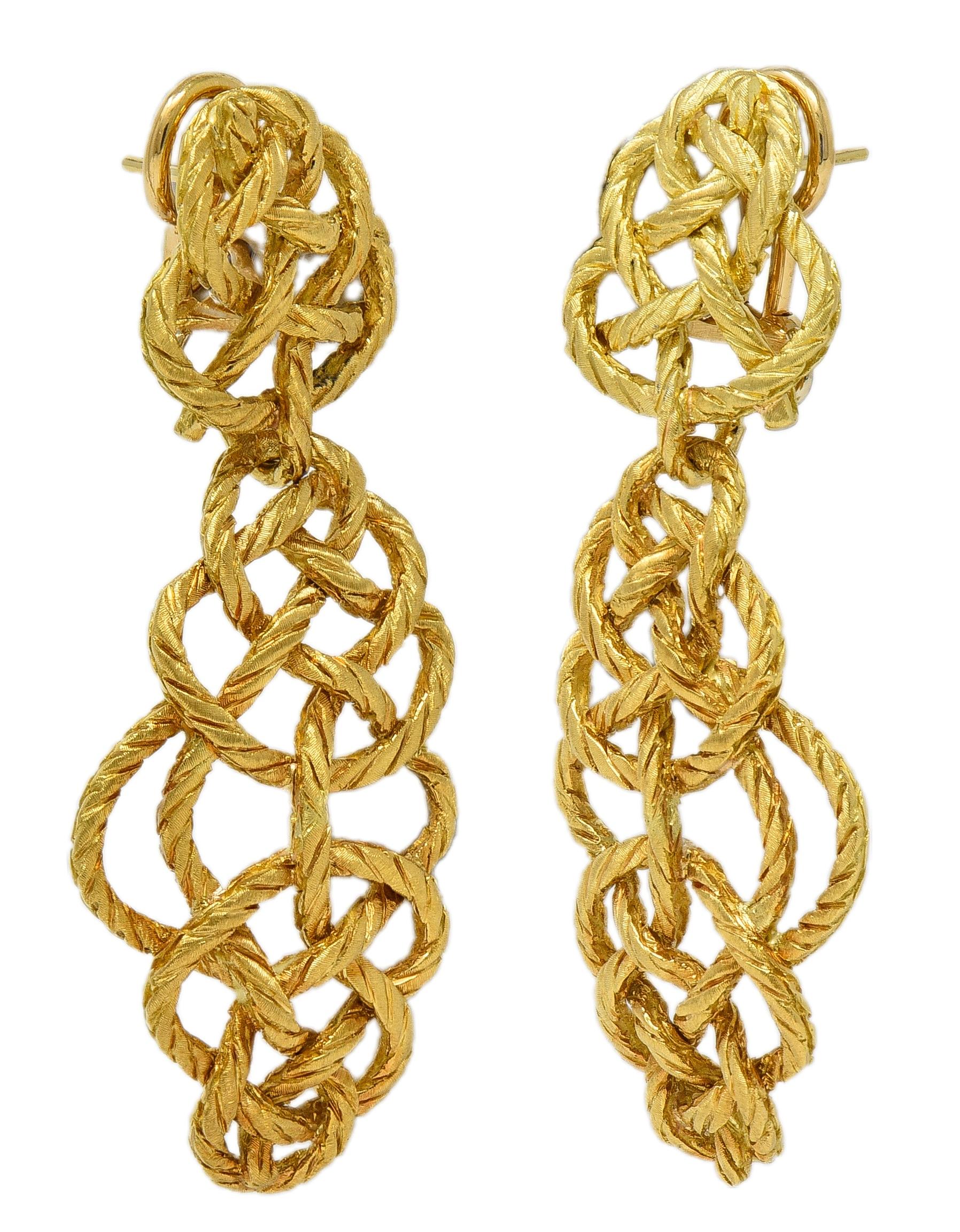 Buccellati 1990's 18K Gold Vintage Woven Knotted Day-To-Night Earrings