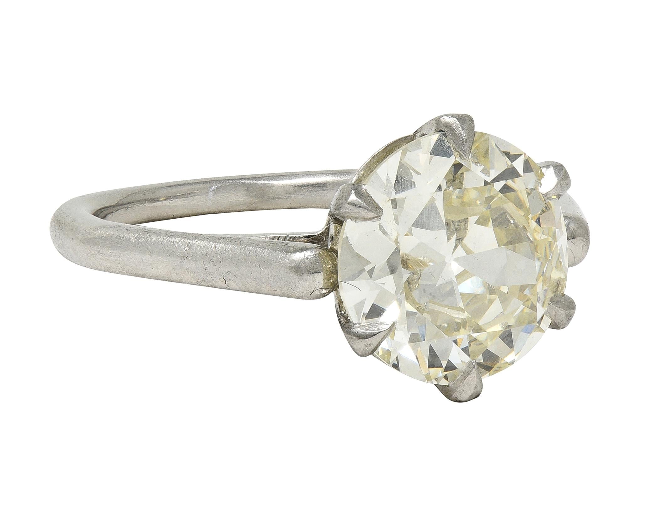 Mid-Century 2.64 CTW Diamond Platinum Vintage Solitaire Engagement Ring GIA