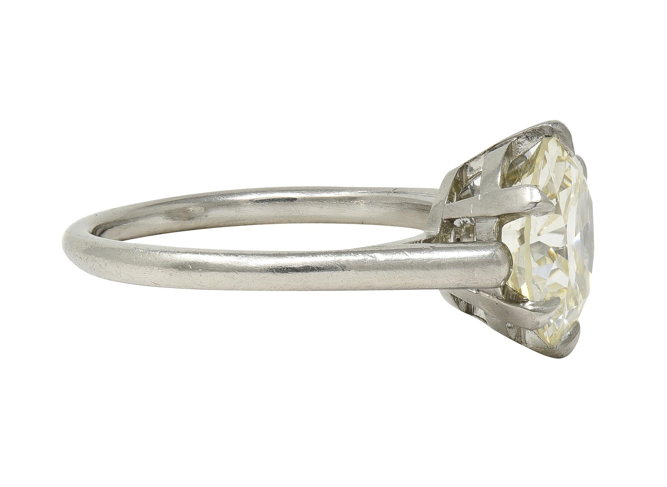 Mid-Century 2.64 CTW Diamond Platinum Vintage Solitaire Engagement Ring GIA