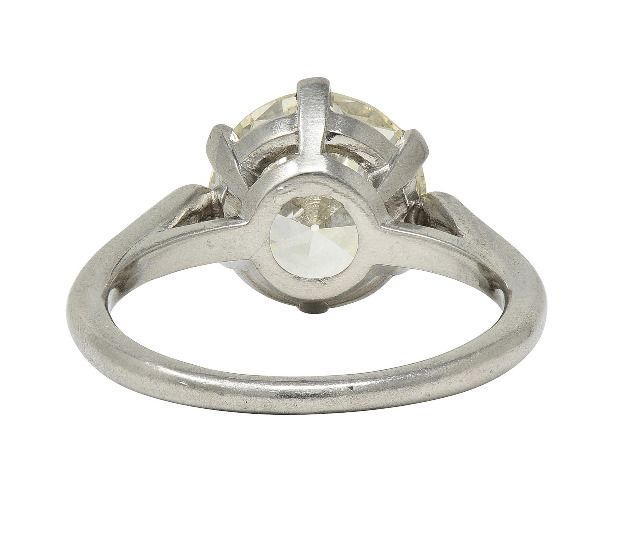 Mid-Century 2.64 CTW Diamond Platinum Vintage Solitaire Engagement Ring GIA