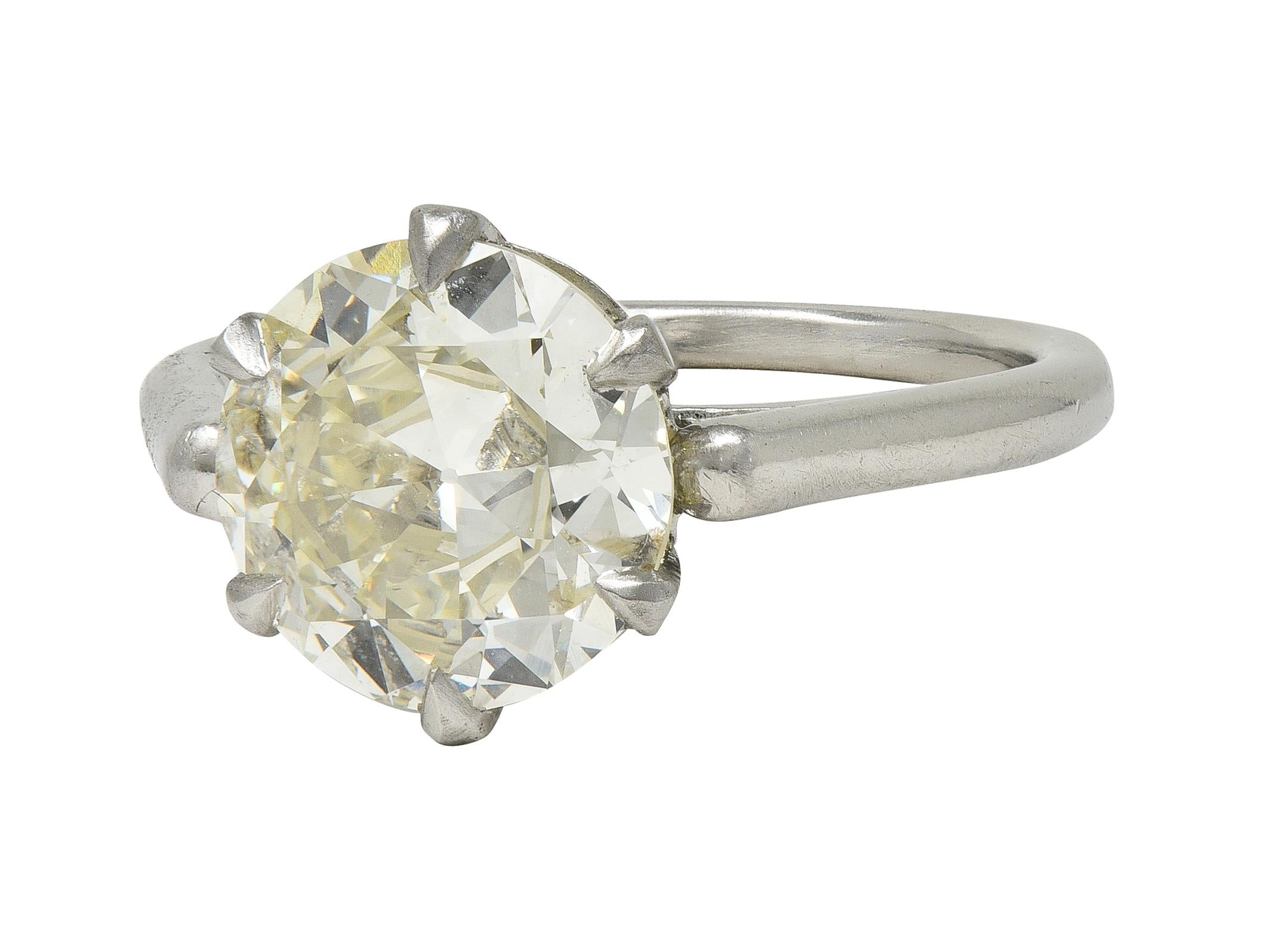 Mid-Century 2.64 CTW Diamond Platinum Vintage Solitaire Engagement Ring GIA