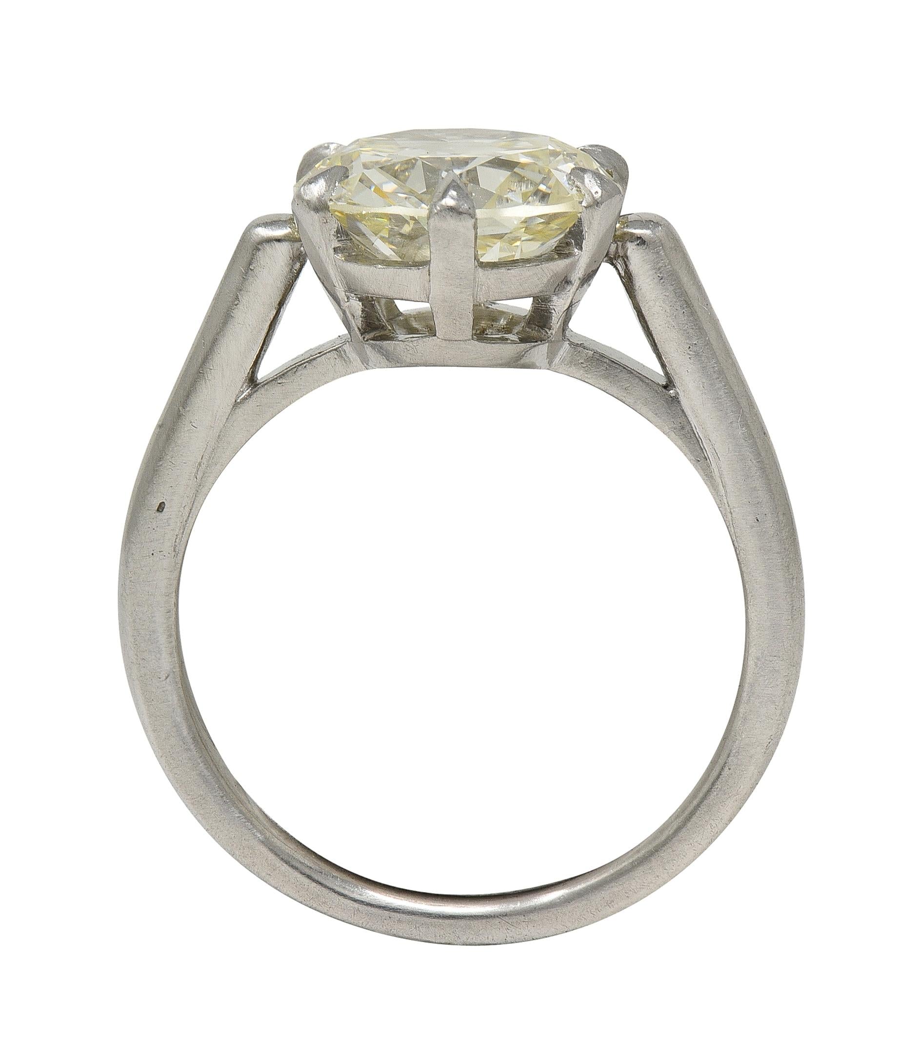 Mid-Century 2.64 CTW Diamond Platinum Vintage Solitaire Engagement Ring GIA