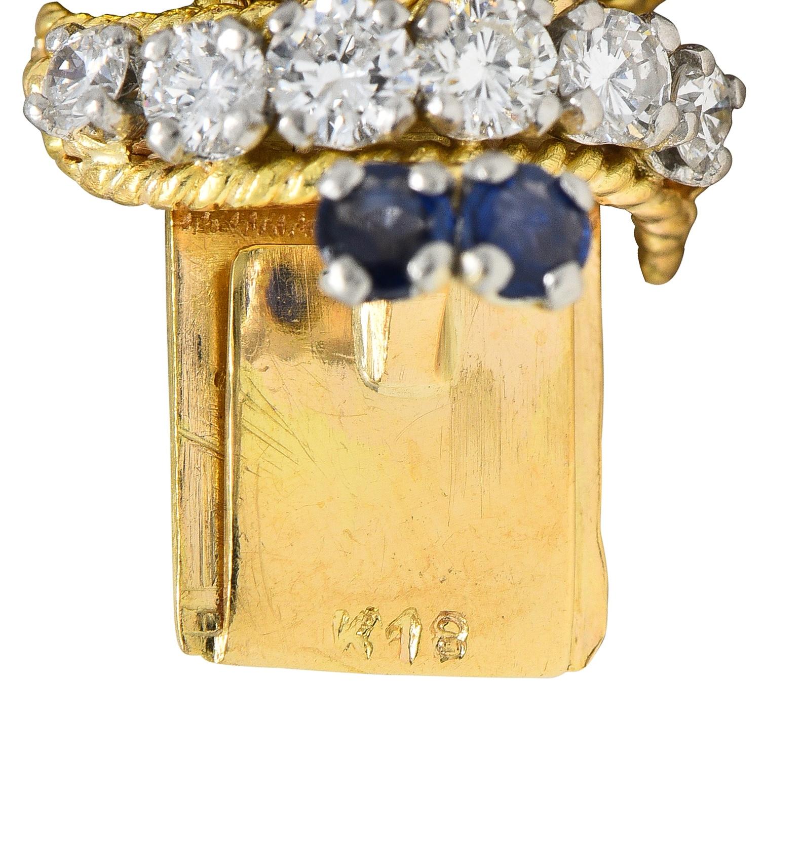 Vourakis 1990 14.08 CTW Sapphire Diamond Ruby Platinum 18K Gold Vintage Bracelet