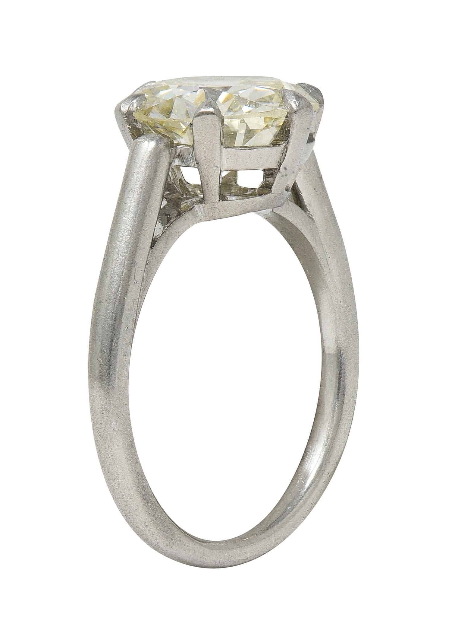 Mid-Century 2.64 CTW Diamond Platinum Vintage Solitaire Engagement Ring GIA