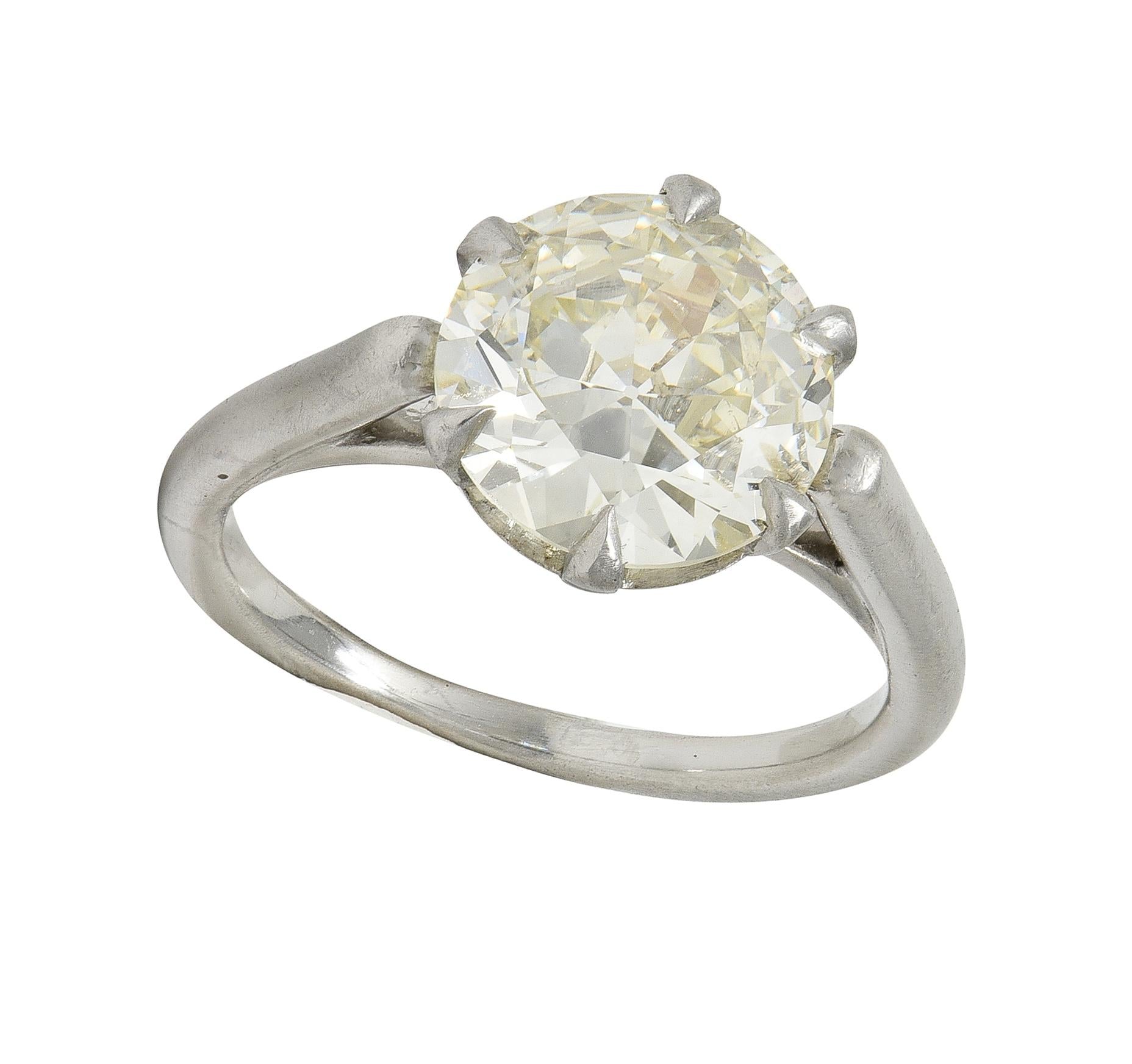 Mid-Century 2.64 CTW Diamond Platinum Vintage Solitaire Engagement Ring GIA