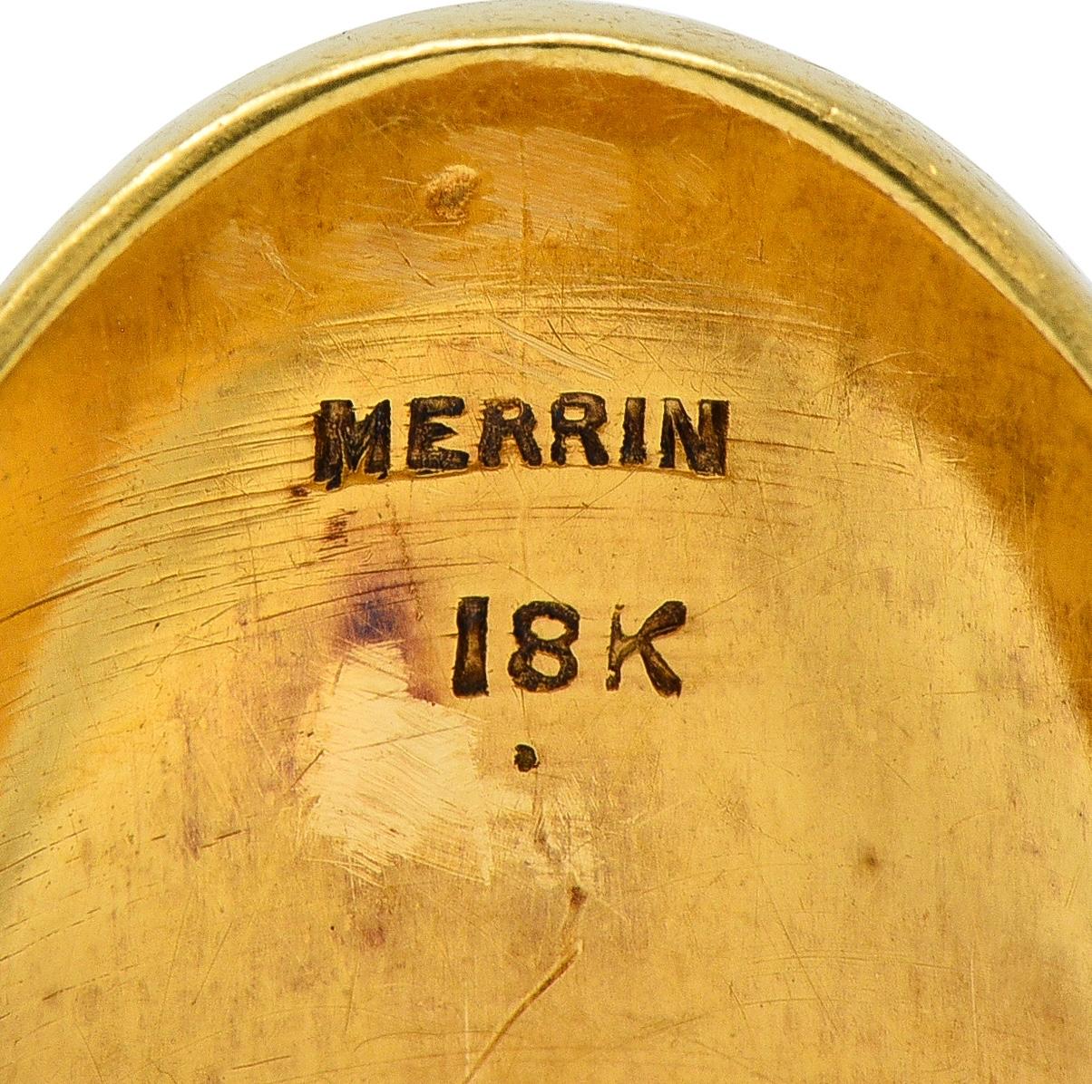 Edwardian Merrin 18 Karat Yellow Gold Antique Heraldic Crest Signet Ring