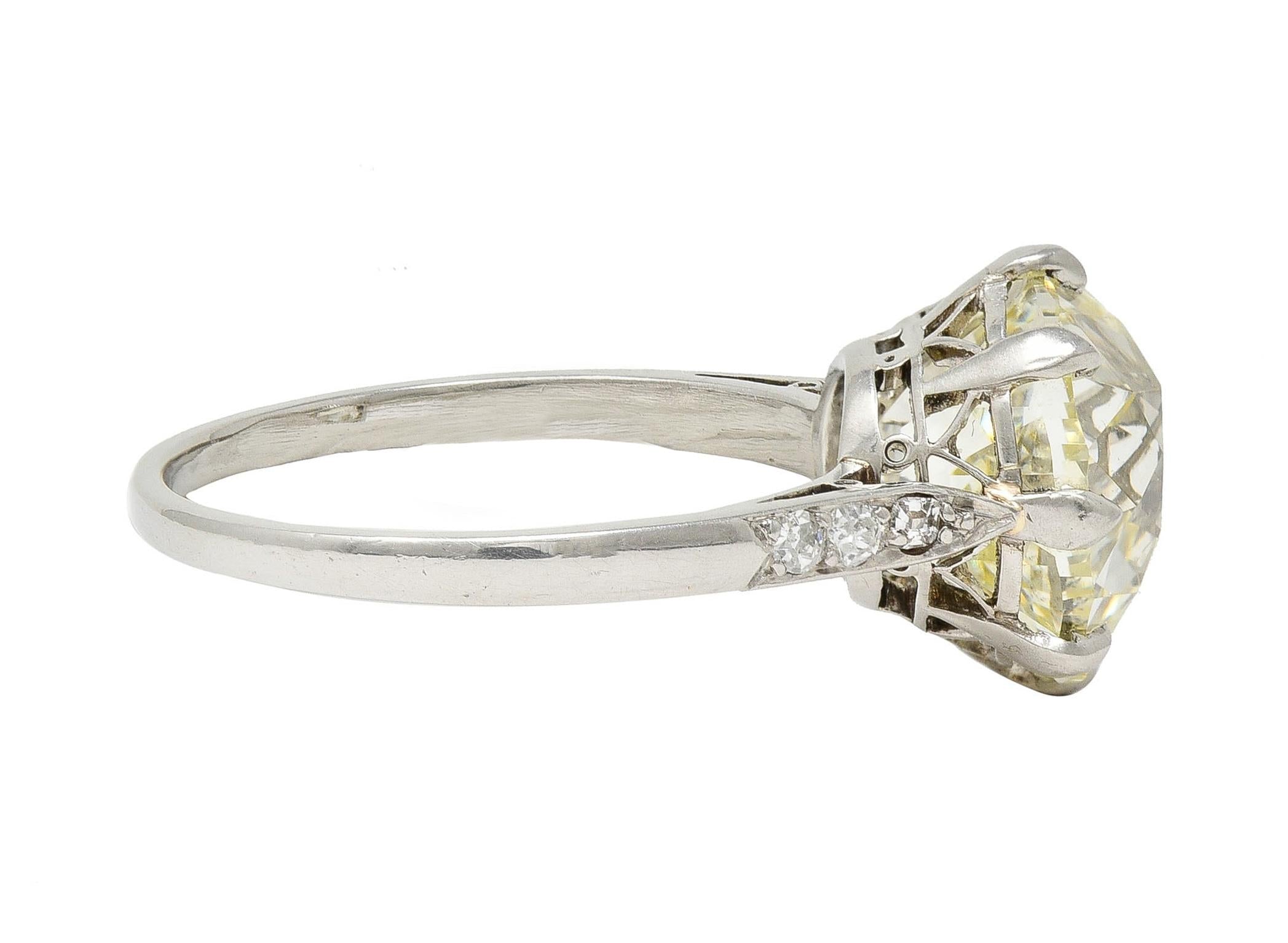 Art Deco French 4.87 CTW Old European Diamond Platinum Vintage Engagement Ring