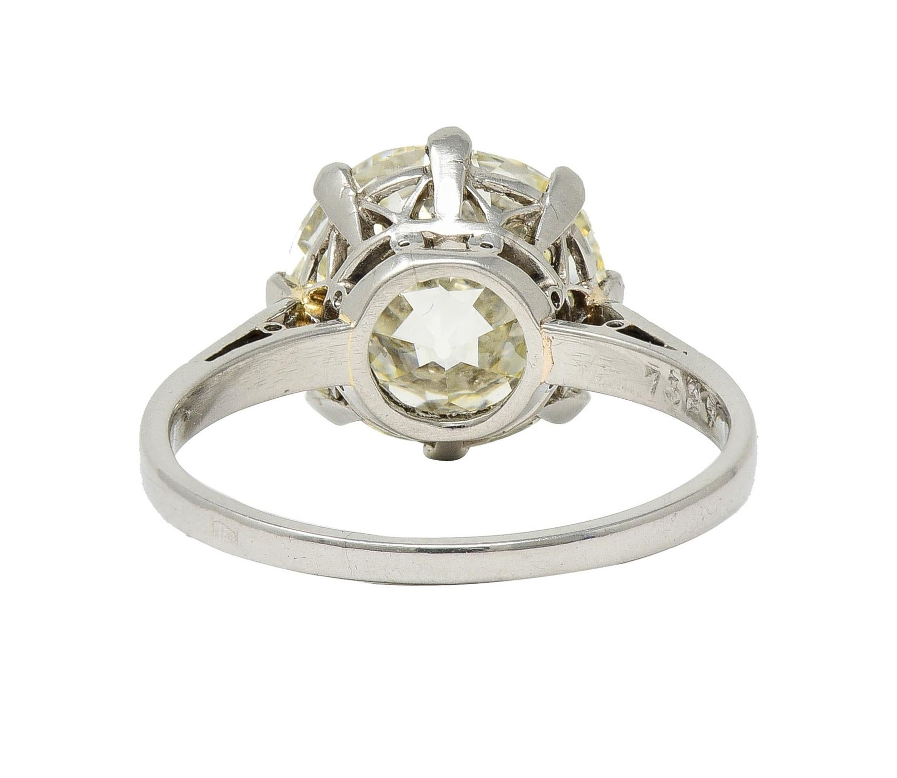 Art Deco French 4.87 CTW Old European Diamond Platinum Vintage Engagement Ring