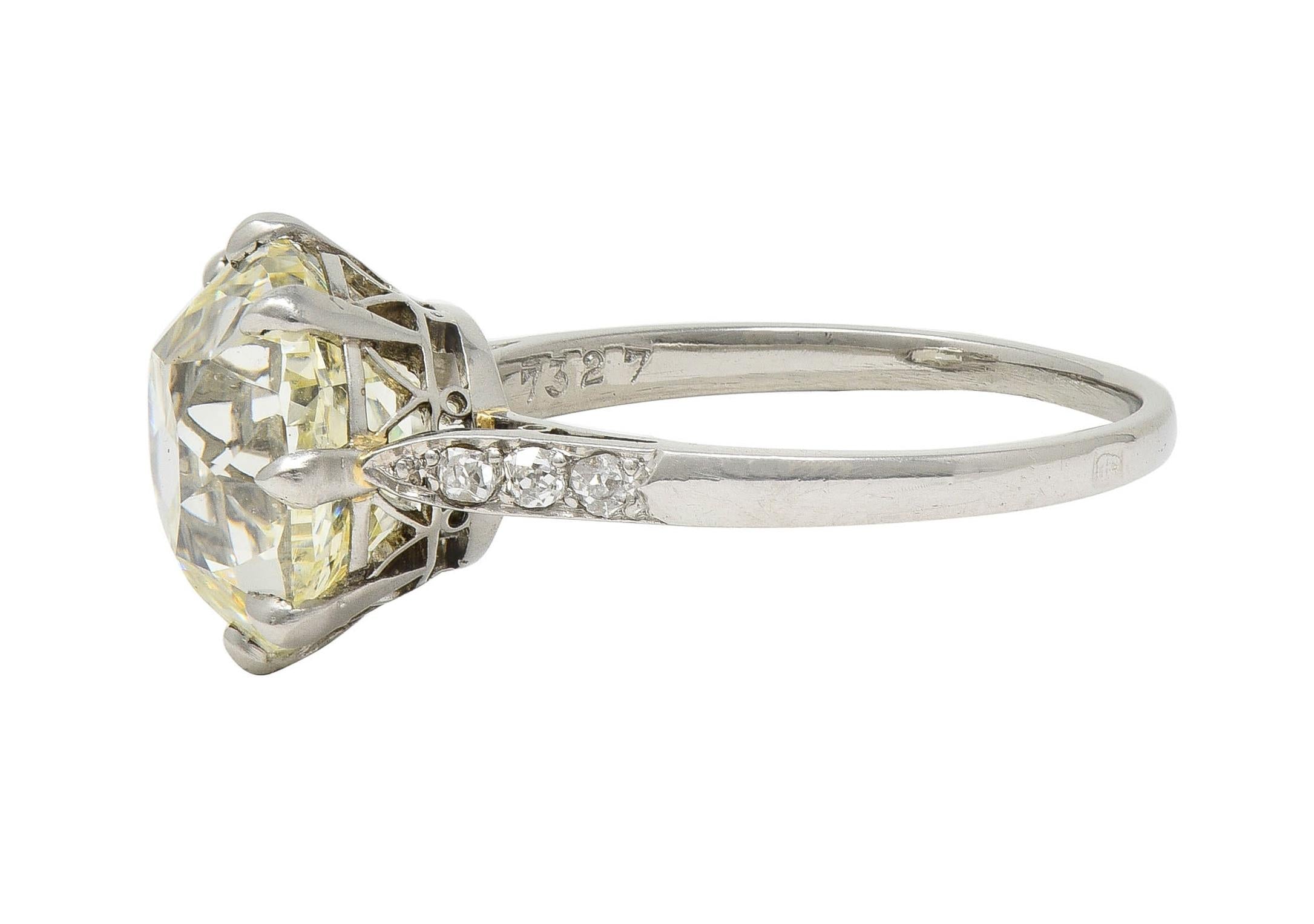 Art Deco French 4.87 CTW Old European Diamond Platinum Vintage Engagement Ring