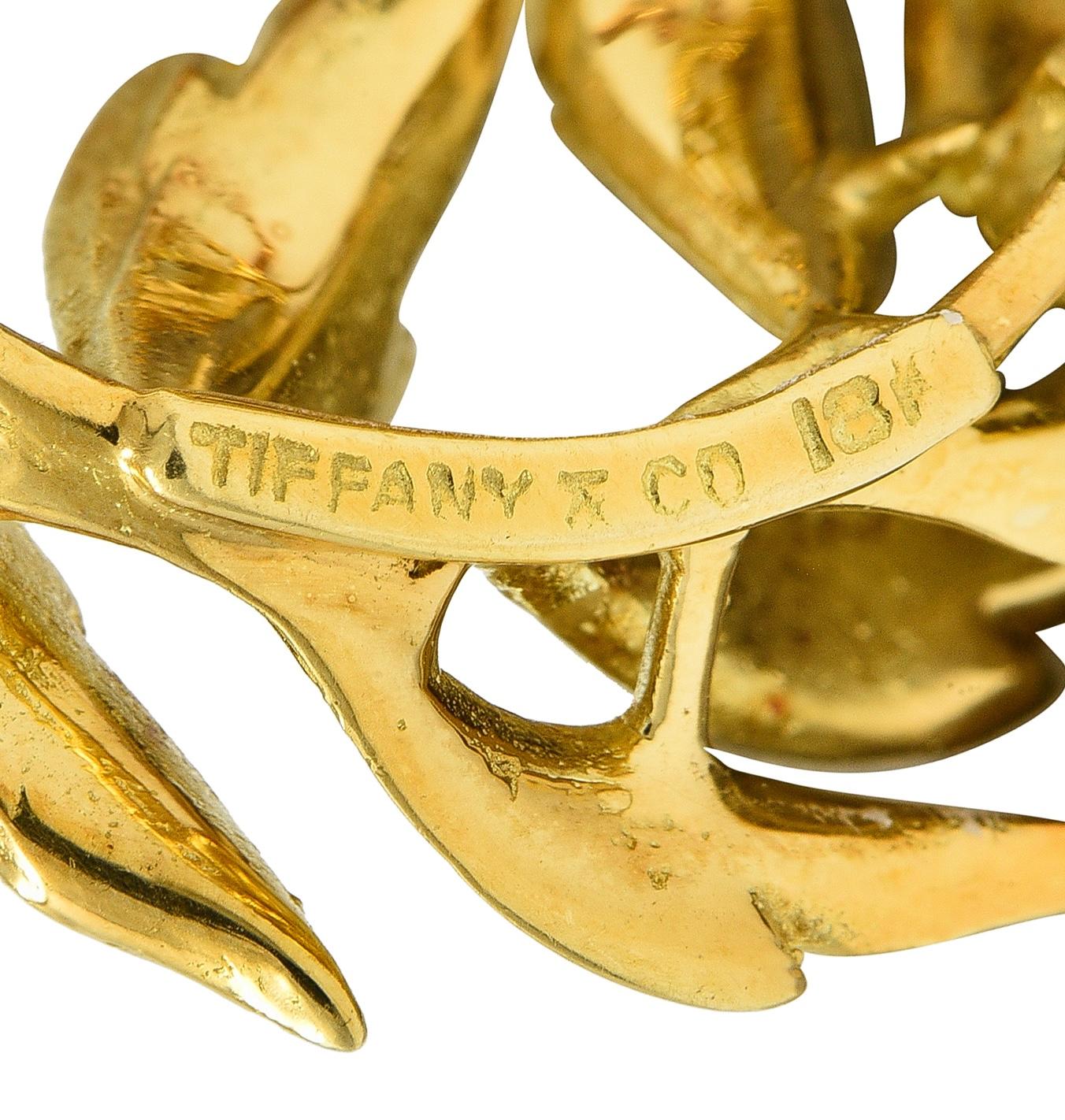 Tiffany & Co. Ruby 18 Karat Yellow Gold Vintage Circle Wreath Brooch