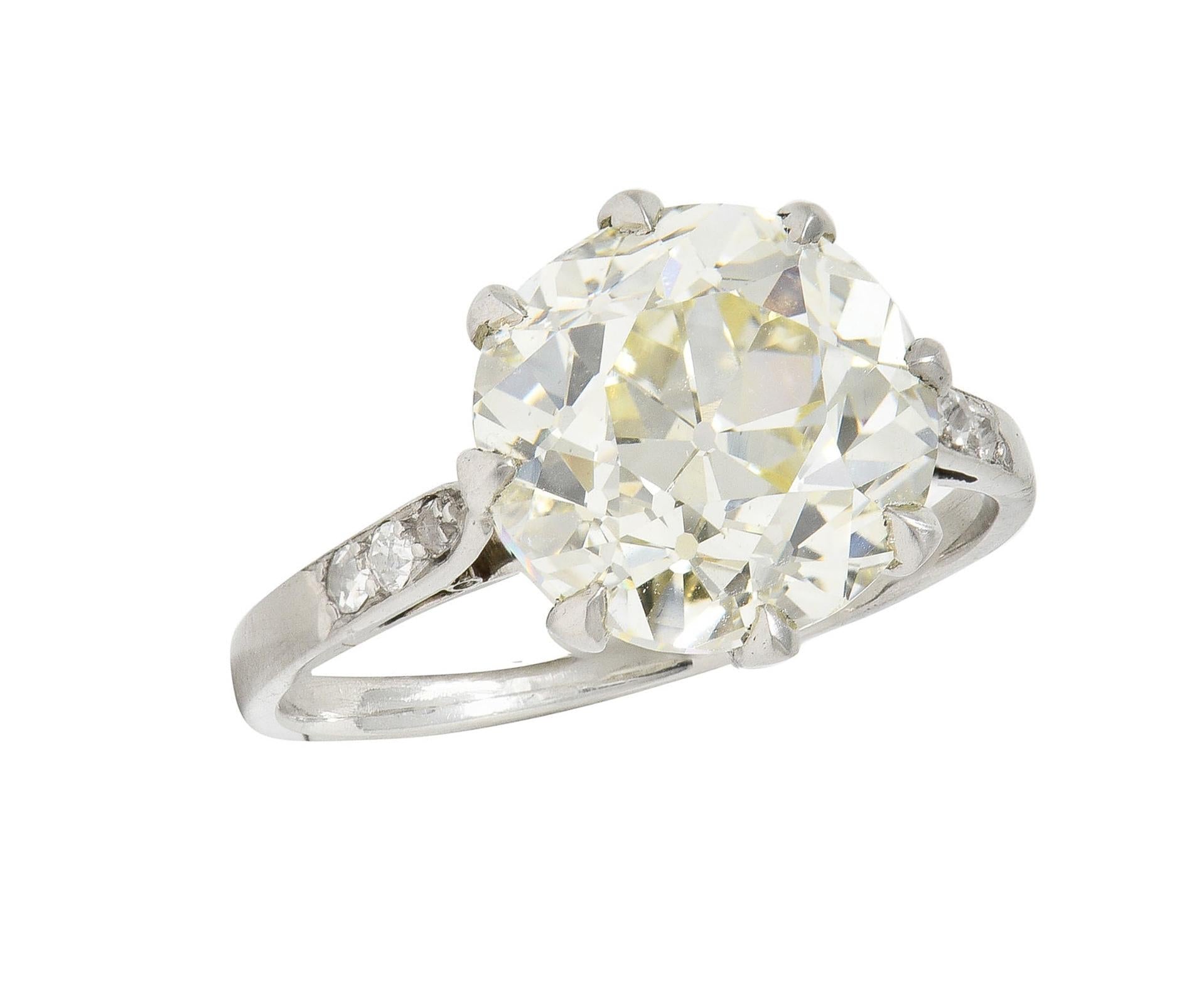 Art Deco French 4.87 CTW Old European Diamond Platinum Vintage Engagement Ring