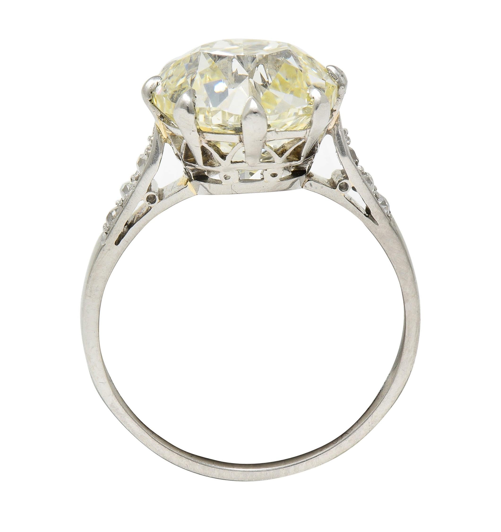 Art Deco French 4.87 CTW Old European Diamond Platinum Vintage Engagement Ring