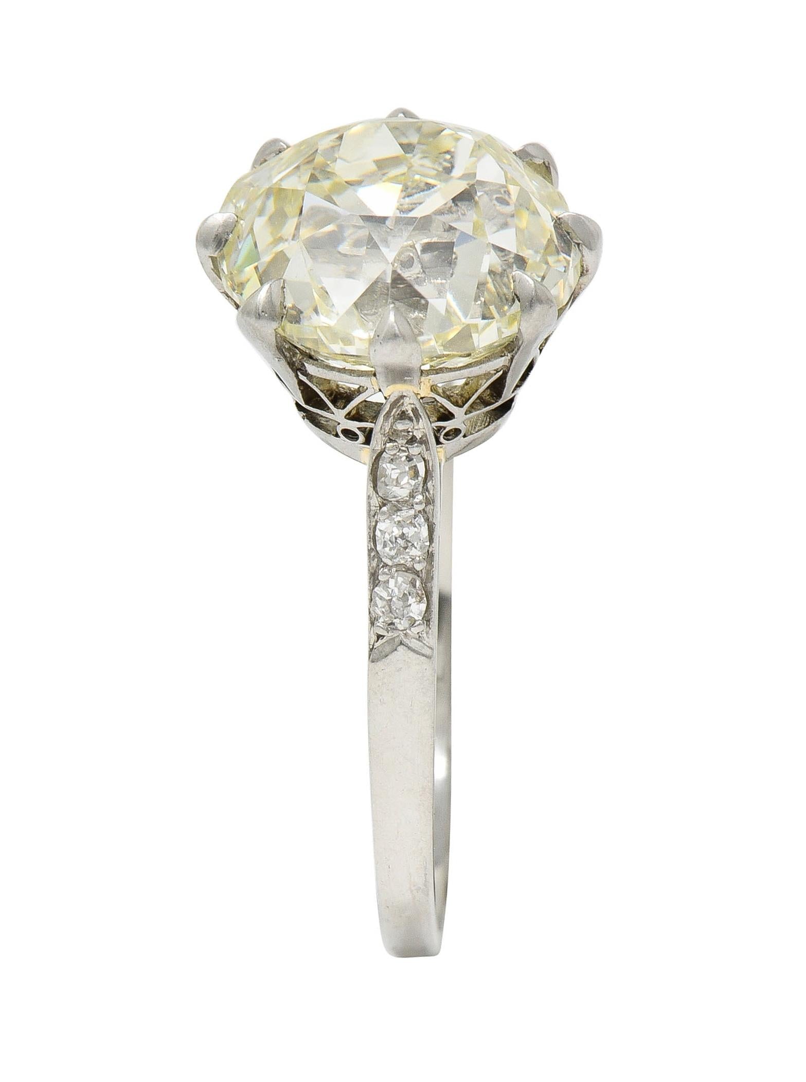 Art Deco French 4.87 CTW Old European Diamond Platinum Vintage Engagement Ring