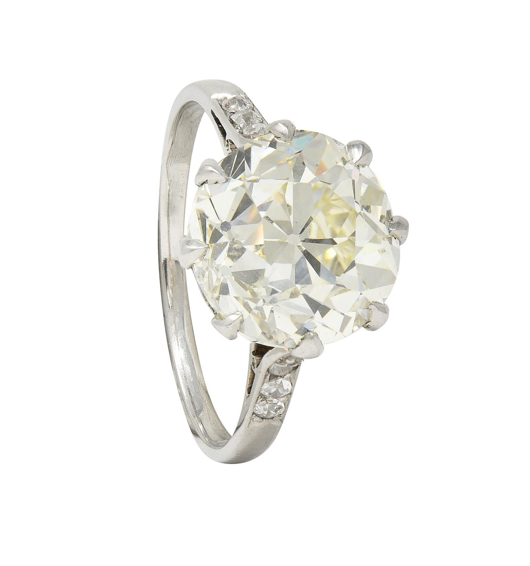 Art Deco French 4.87 CTW Old European Diamond Platinum Vintage Engagement Ring