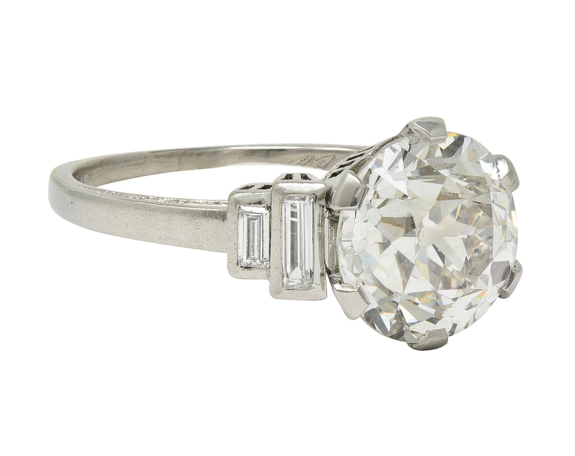 Early Retro 1943 3.92 CTW Diamond Platinum Vintage Engagement Ring GIA