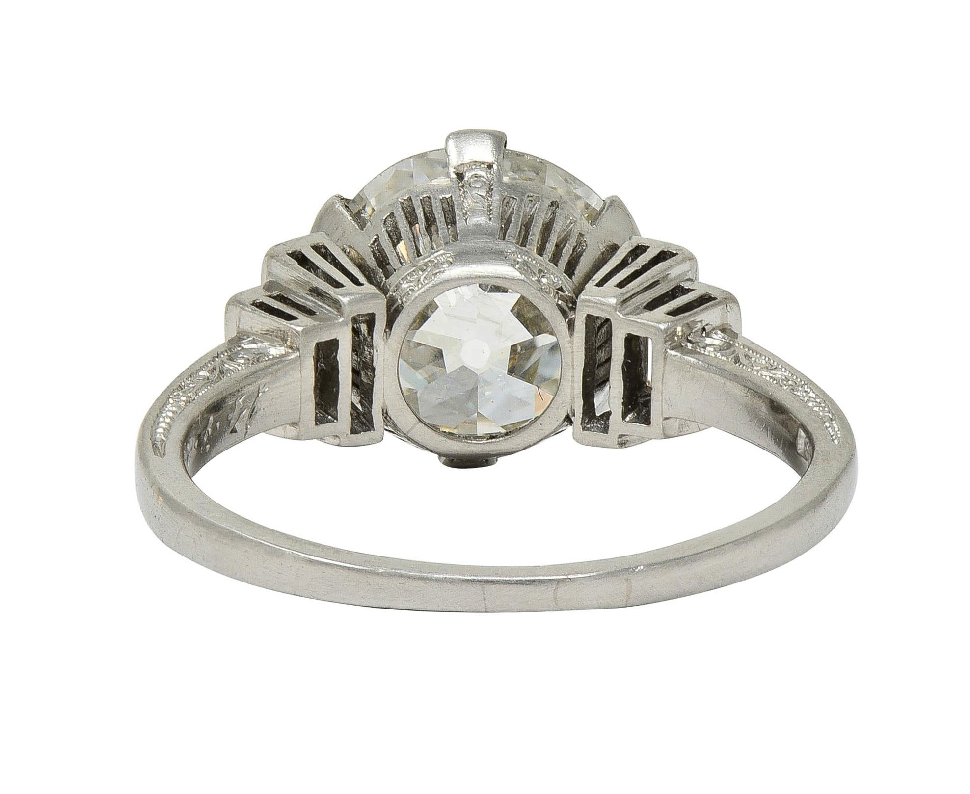 Early Retro 1943 3.92 CTW Diamond Platinum Vintage Engagement Ring GIA