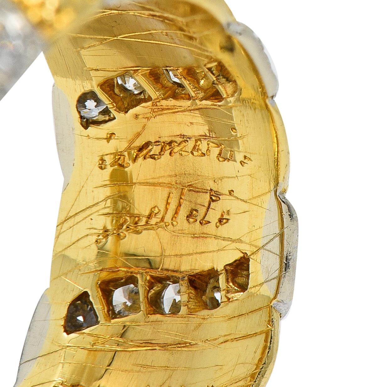 Buccellati 1980's 1.20 CTW Diamond 18K Gold Eternelle Textured Vintage Band Ring