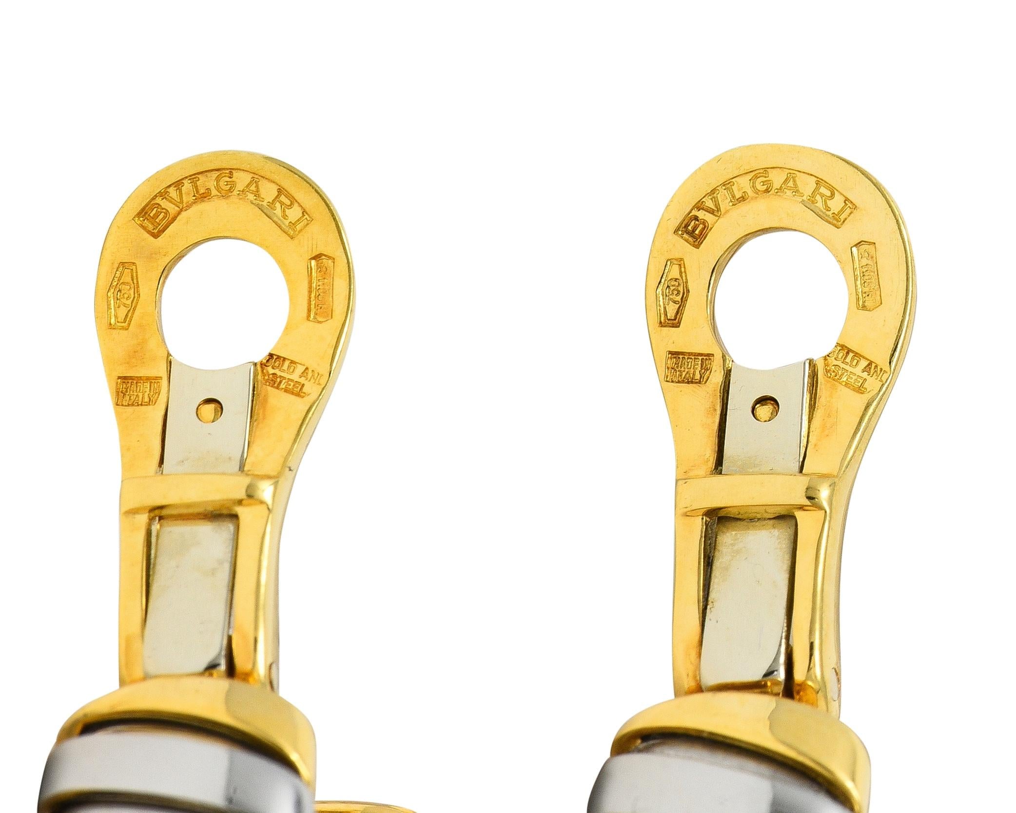 Bulgari 1990 Stainless Steel 18K Gold Vintage Serpenti J-Hoop Ear-Clip Earrings