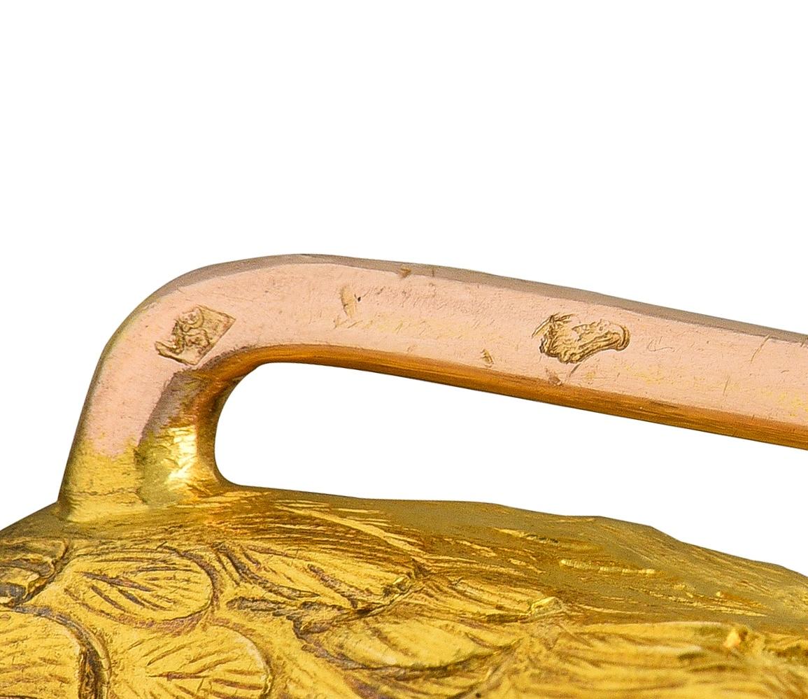 Art Nouveau Lapis Lazuli Ruby 18 Karat Yellow Gold Antique Owl Stickpin