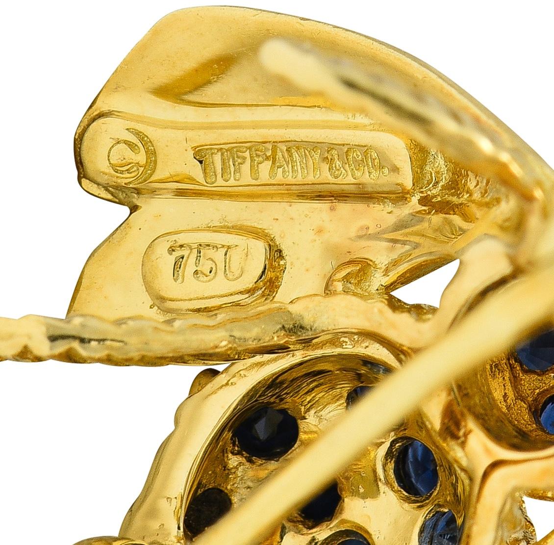 Tiffany & Co. 1960s Diamond Ruby Sapphire 18K Yellow Gold Vintage Bee Bug Brooch