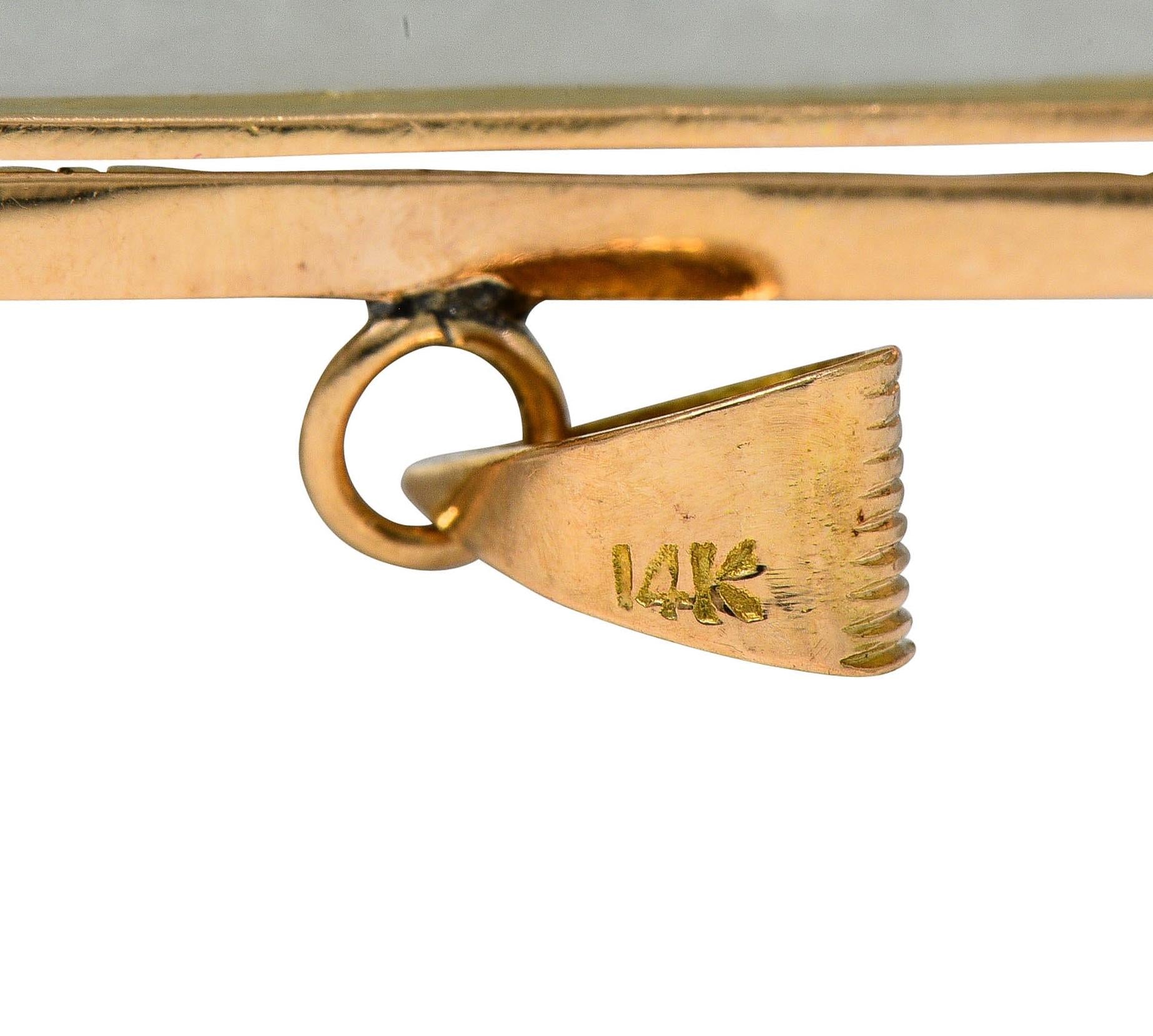 1970's Carved Pastel Jade 14 Karat Yellow Gold Vintage Dragon Pendant