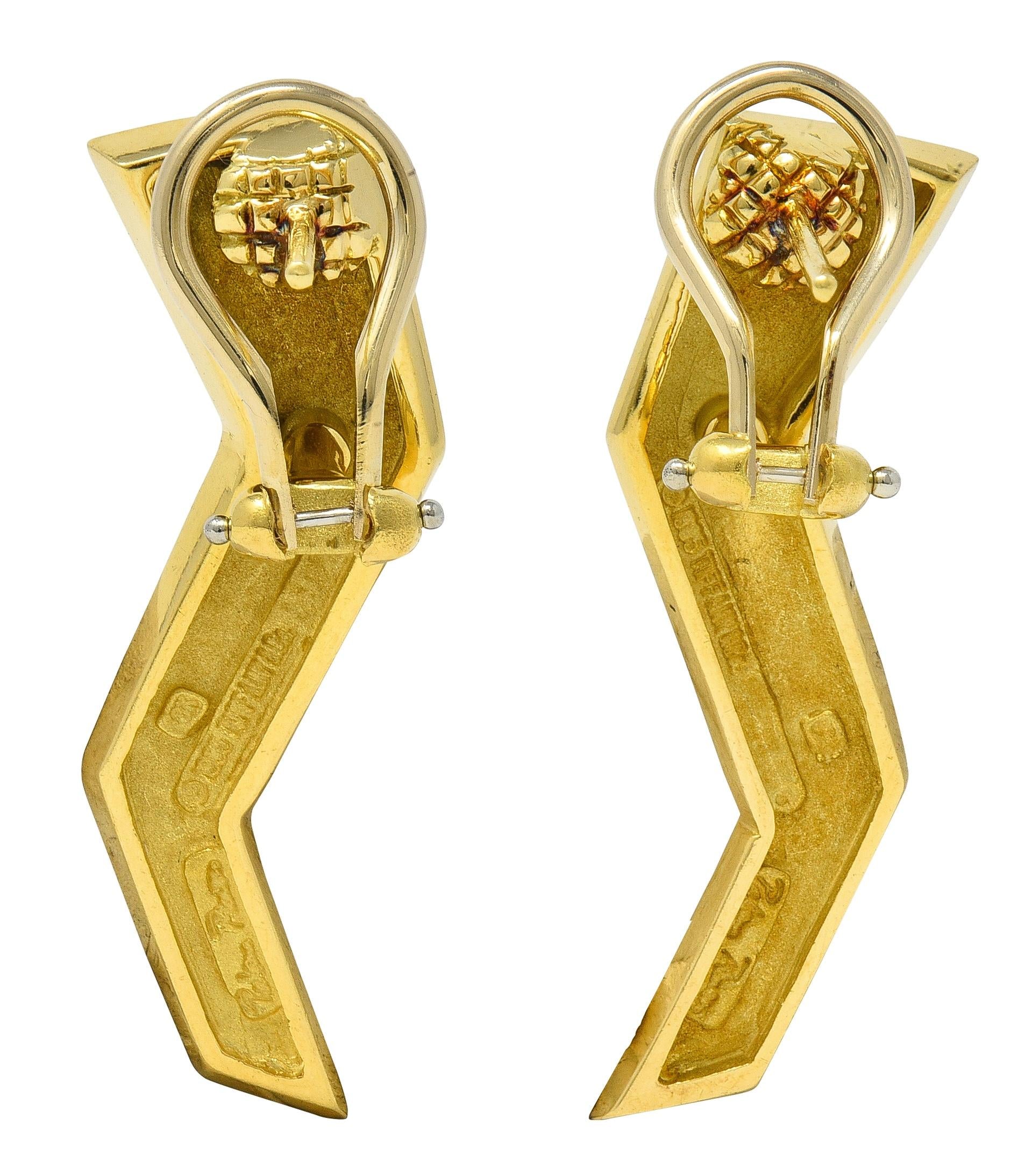Paloma Picasso Tiffany & Co. 1985 18 Karat Gold Vintage Lightning Bolt Earrings