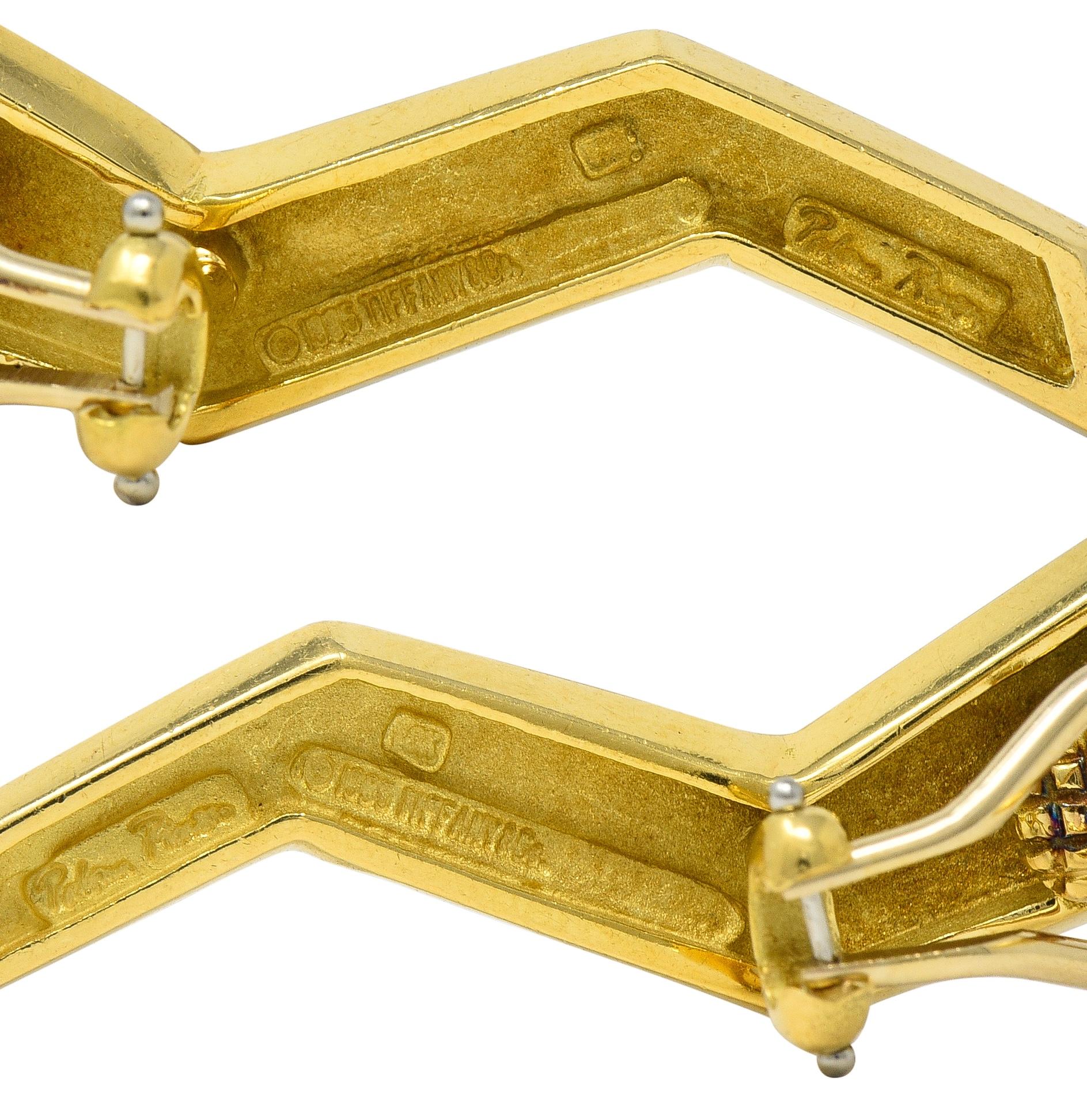 Paloma Picasso Tiffany & Co. 1985 18 Karat Gold Vintage Lightning Bolt Earrings