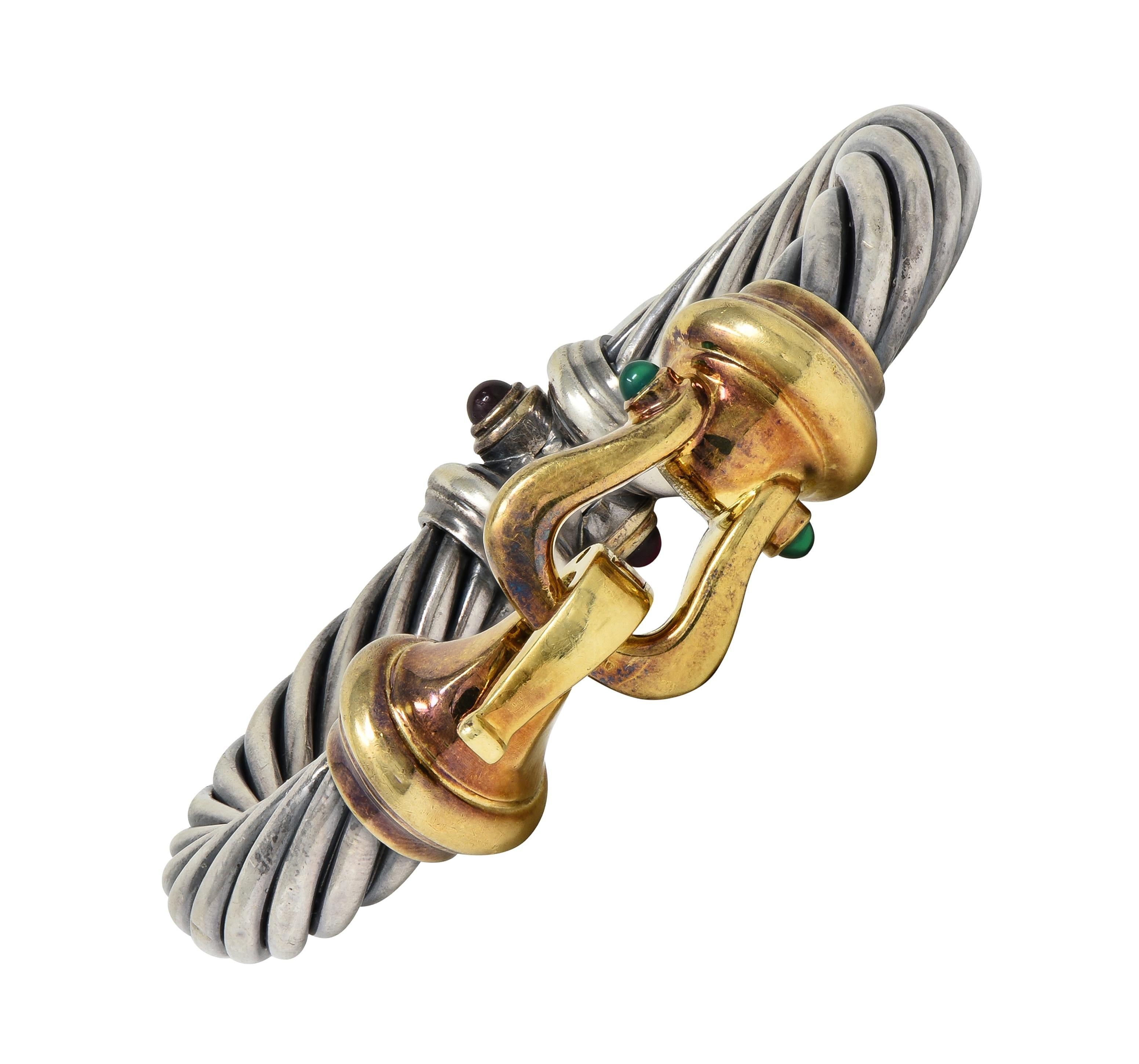 1990's David Yurman 14K Gold Silver Vintage Classic Cable Bangle Bracelet