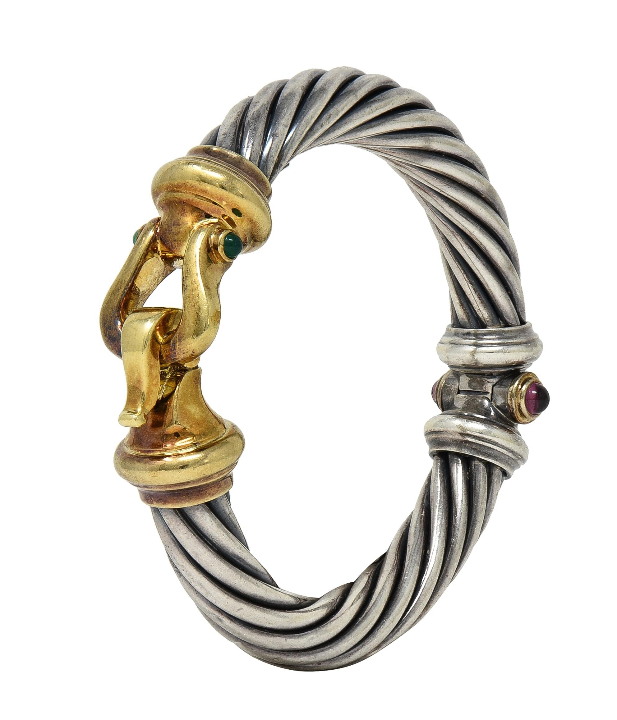 1990's David Yurman 14K Gold Silver Vintage Classic Cable Bangle Bracelet