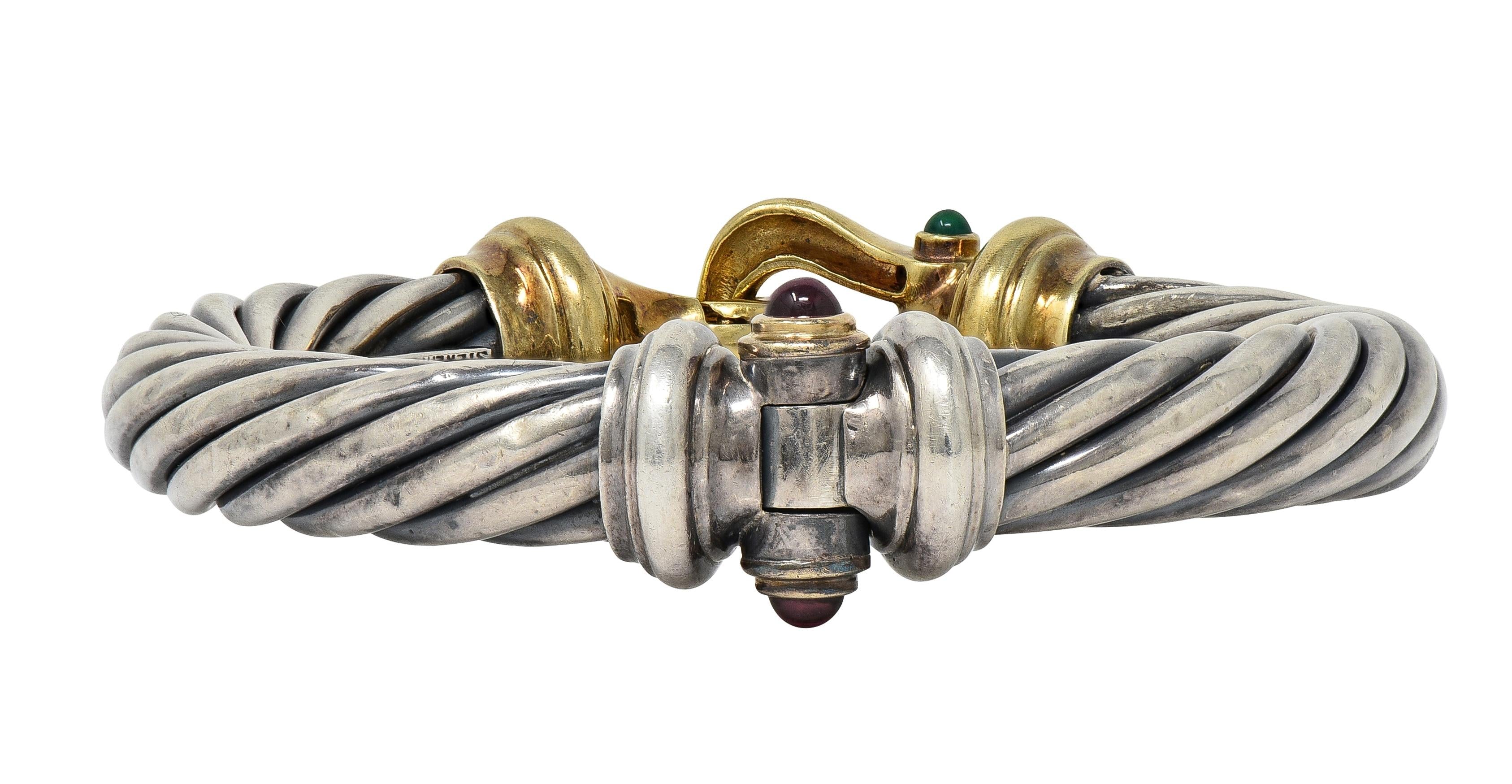 1990's David Yurman 14K Gold Silver Vintage Classic Cable Bangle Bracelet