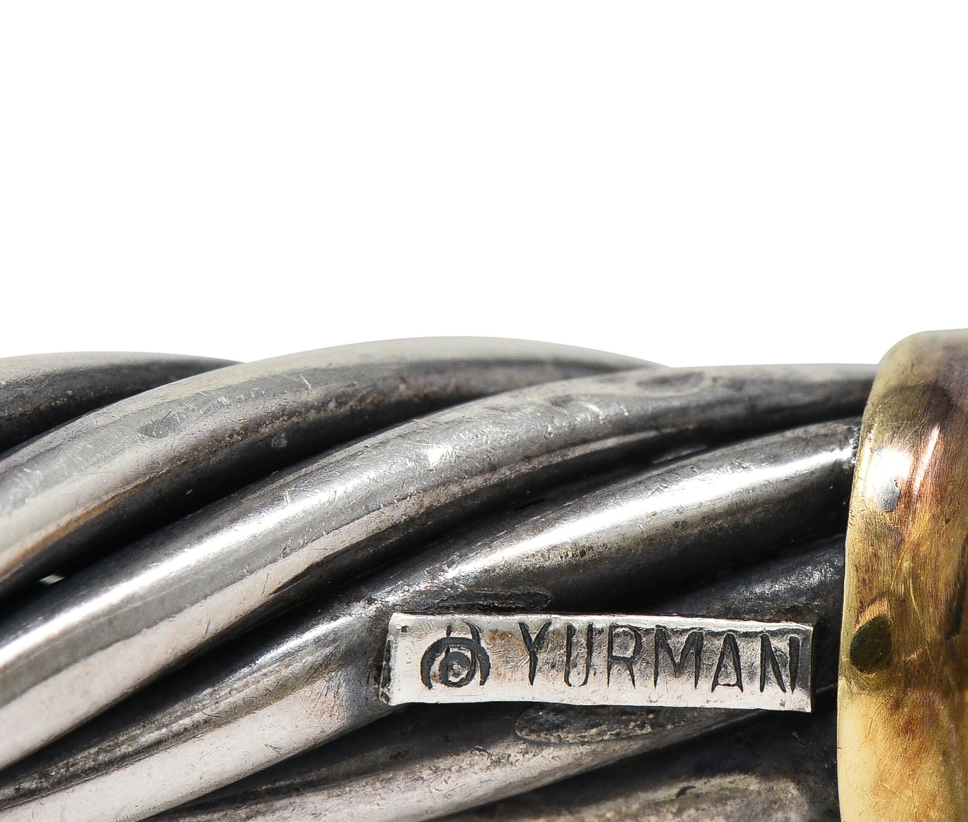 1990's David Yurman 14K Gold Silver Vintage Classic Cable Bangle Bracelet